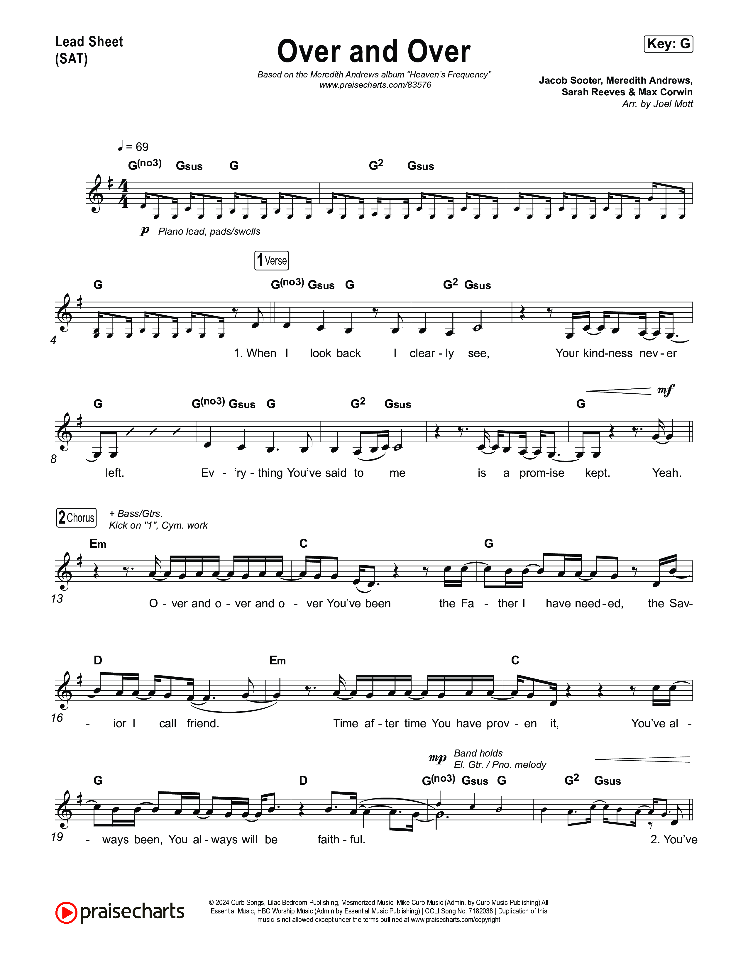 Over And Over Lead Sheet (SAT) (Meredith Andrews)