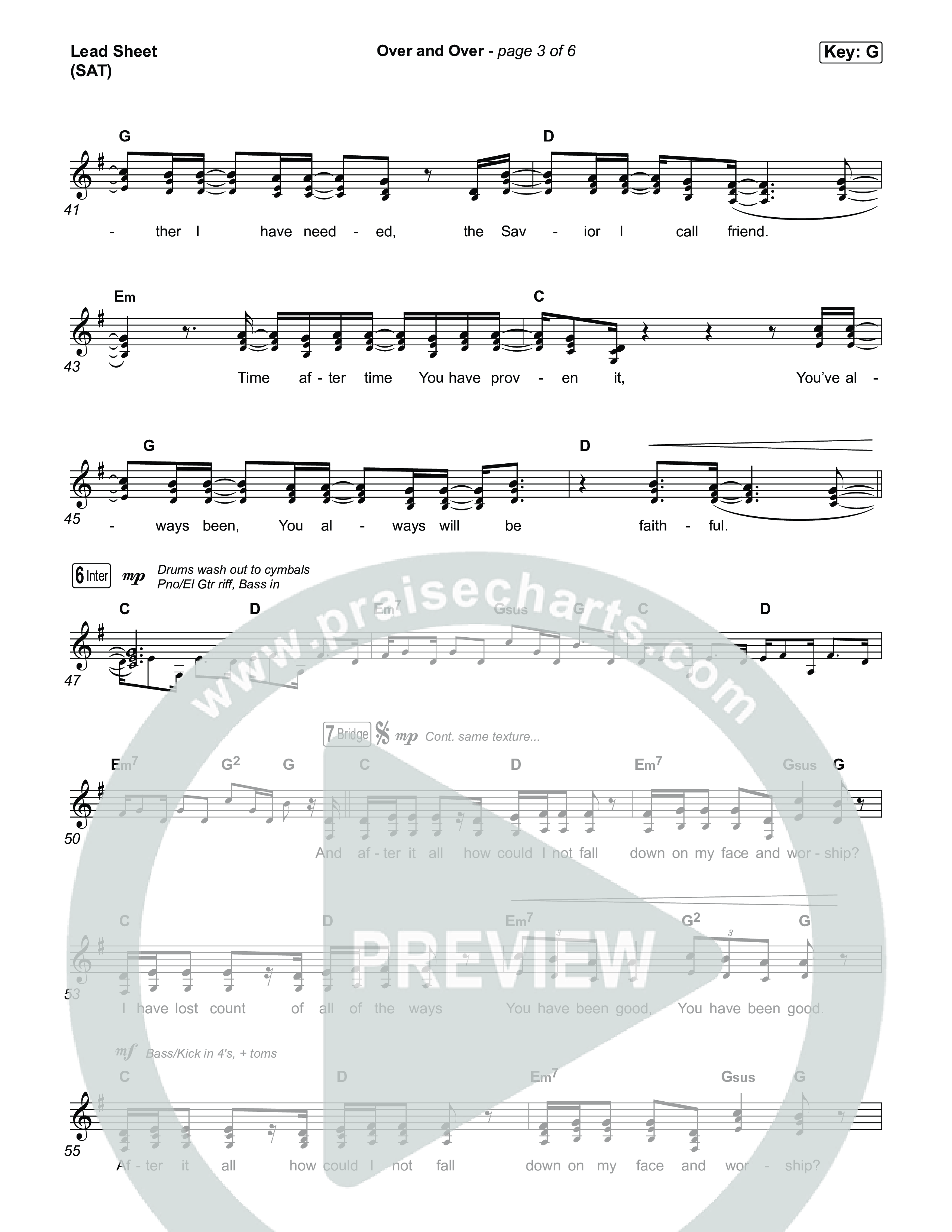 Over And Over Lead Sheet (SAT) (Meredith Andrews)