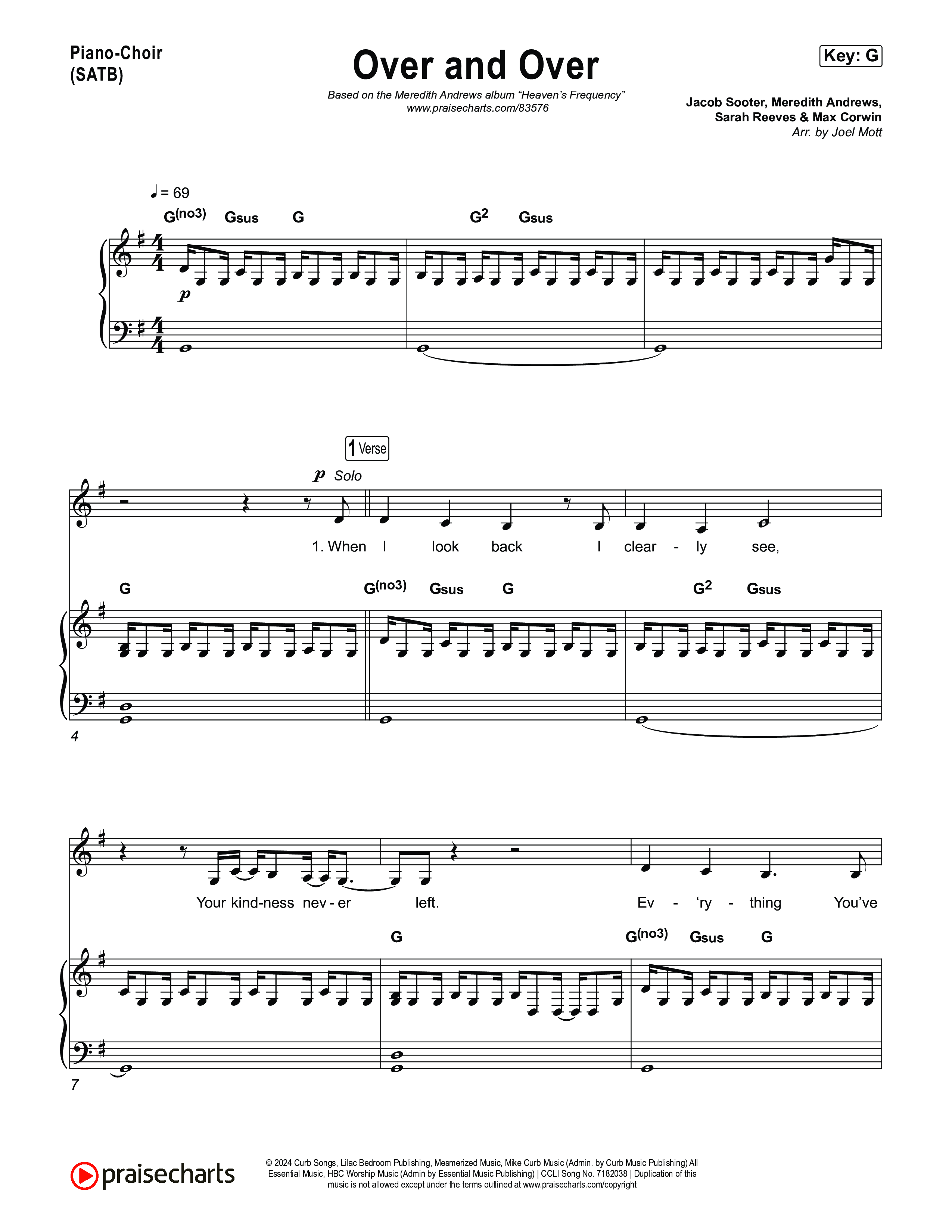 Over And Over Piano/Vocal Pack (Meredith Andrews)