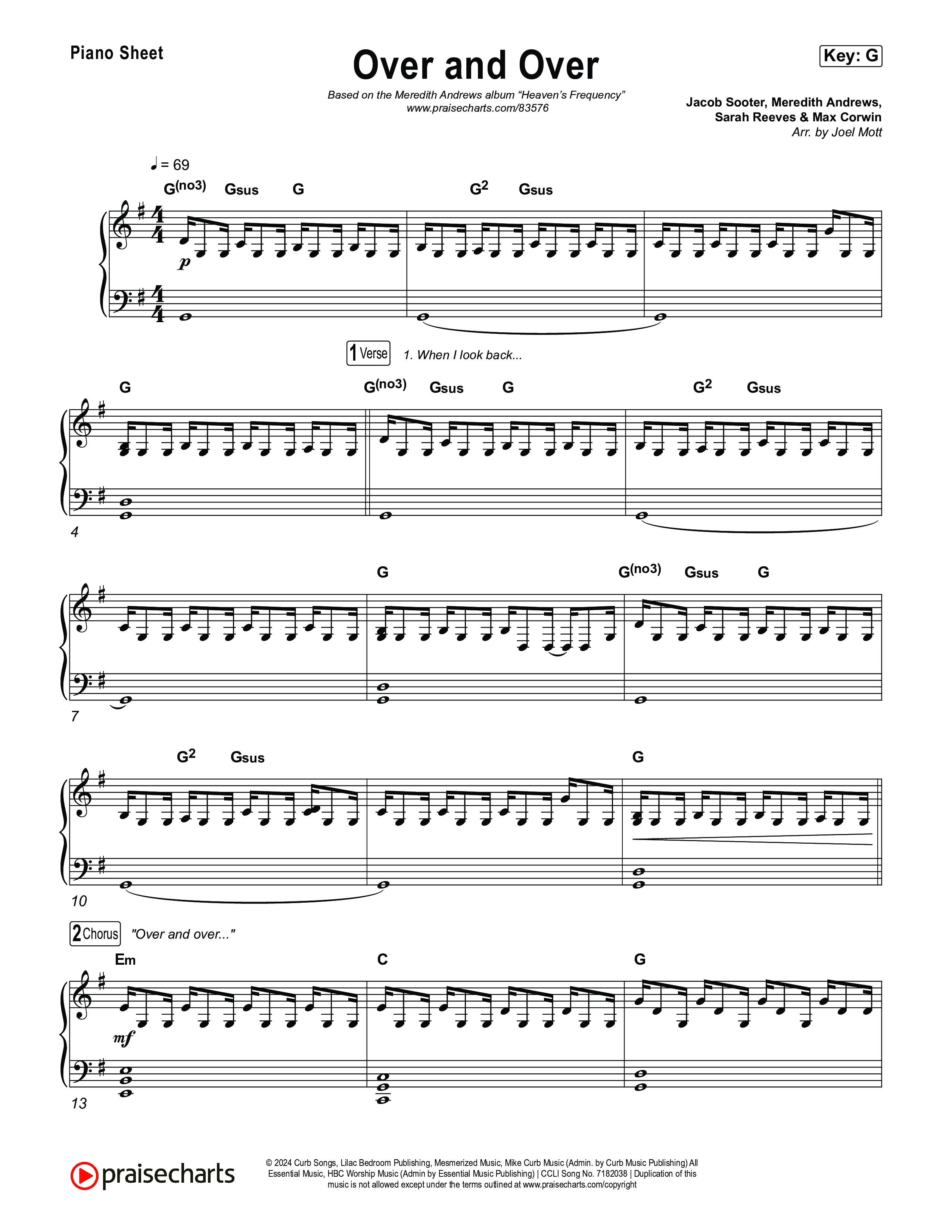 Over And Over Piano Sheet (Meredith Andrews)