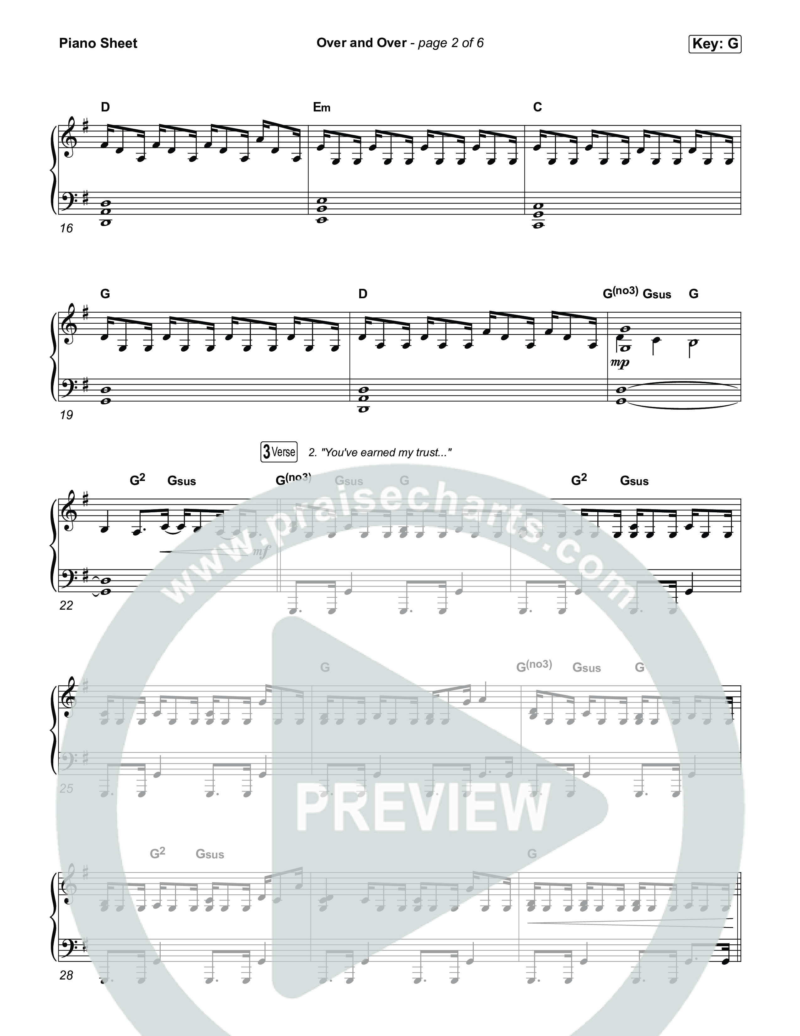 Over And Over Piano Sheet (Meredith Andrews)