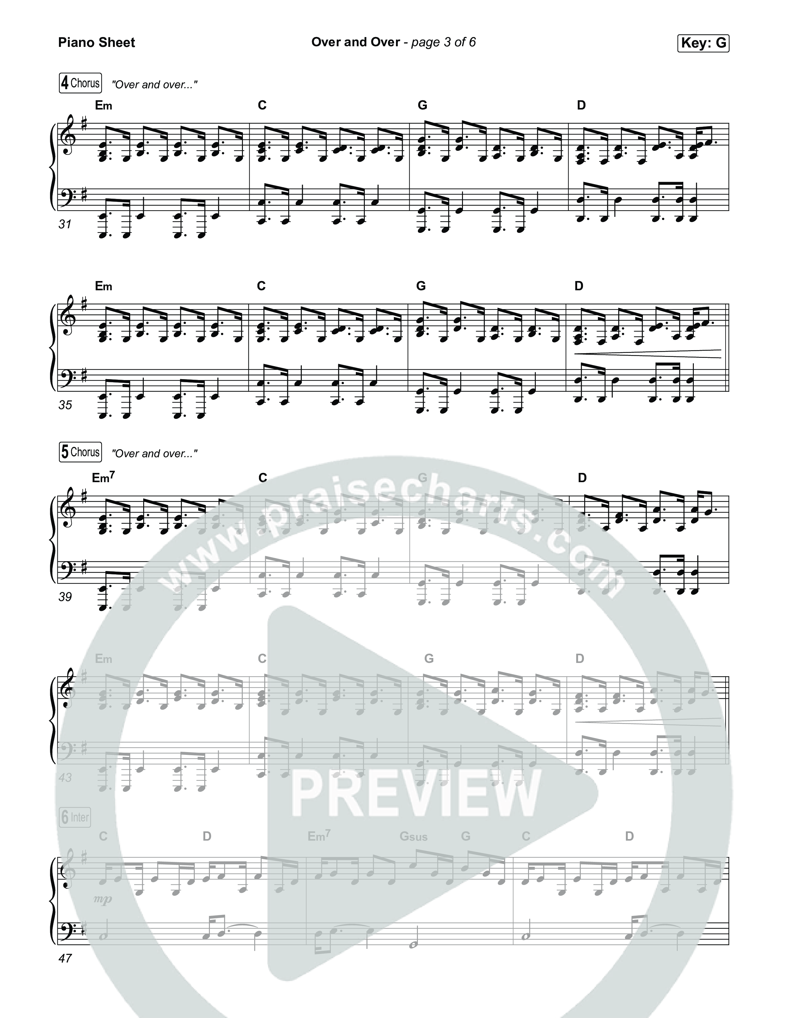 Over And Over Piano Sheet (Meredith Andrews)