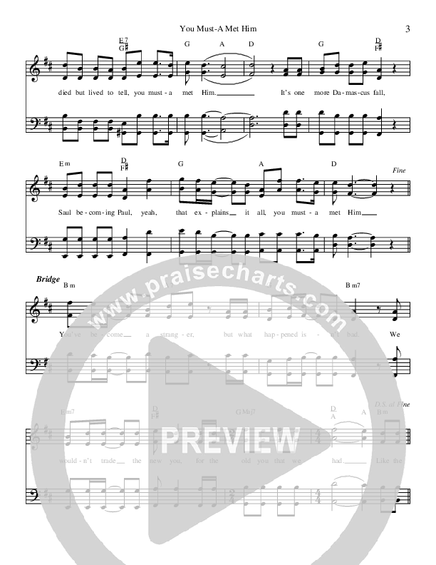You Must Have Met Him Lead Sheet (Brian Free & Assurance)