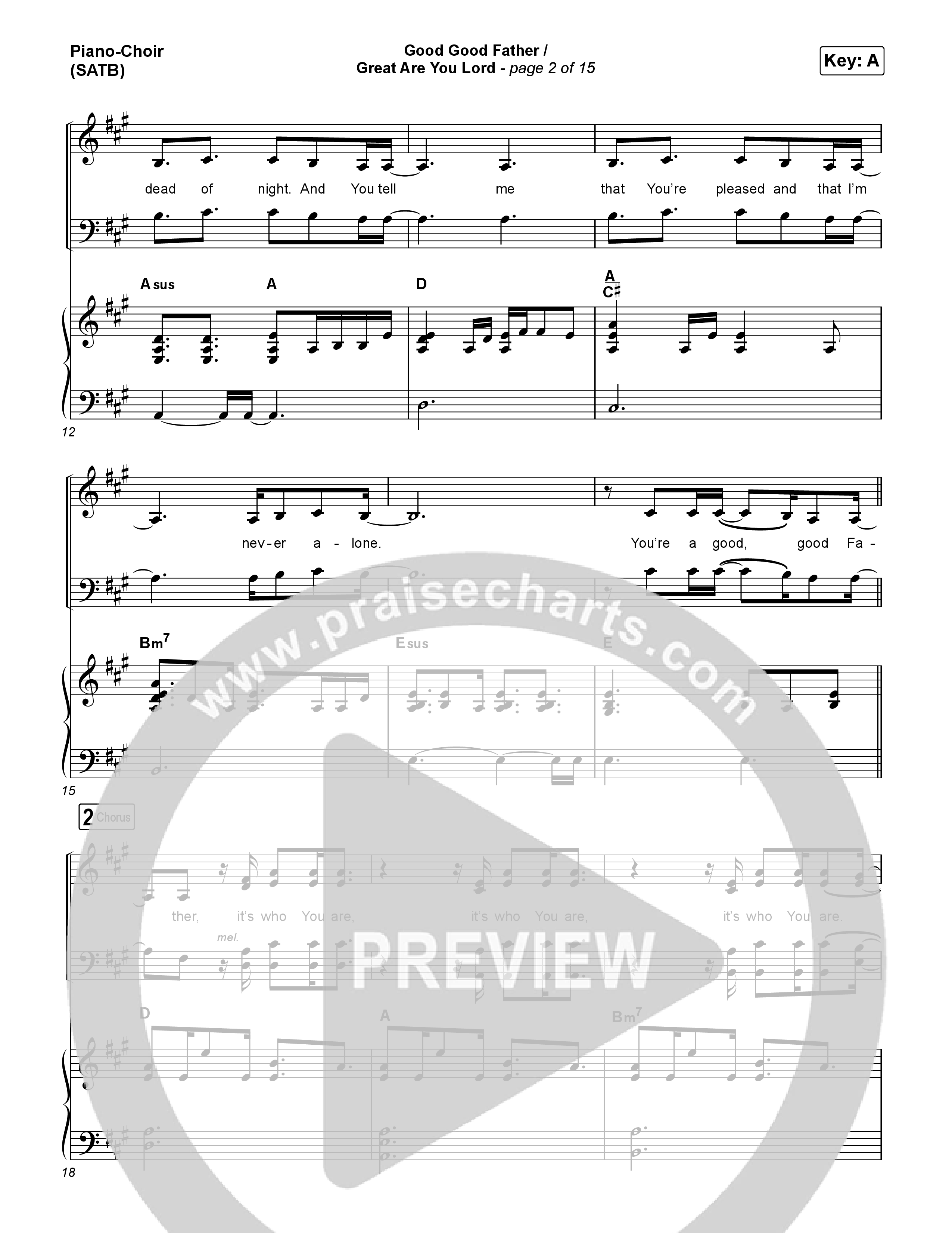 Good Good Father / Great Are You Lord (Live From Good Friday) Piano/Vocal (SATB) (Chris Tomlin)