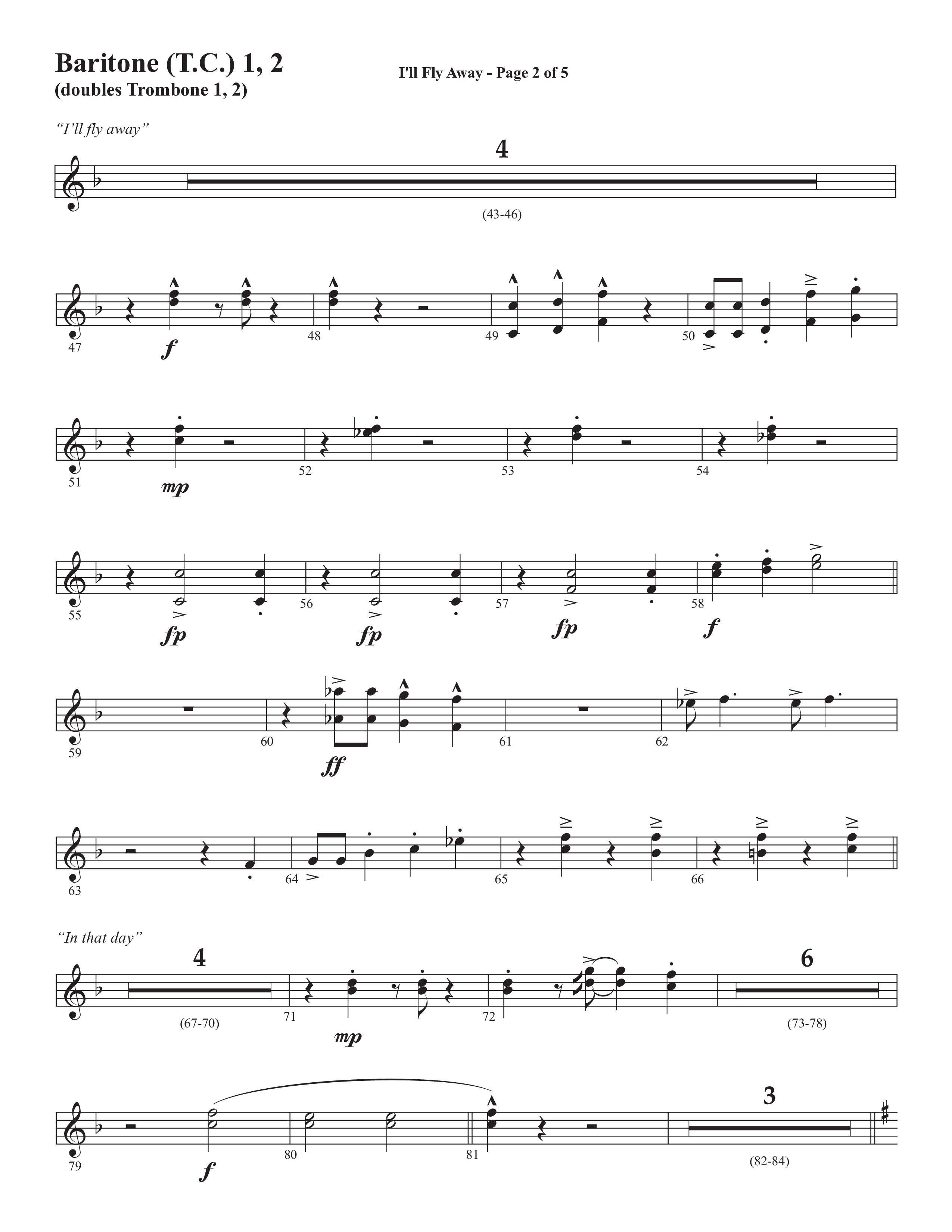 I'll Fly Away (Choral Anthem SATB) Baritone TC (Semsen Music / Arr. Michael Lee)