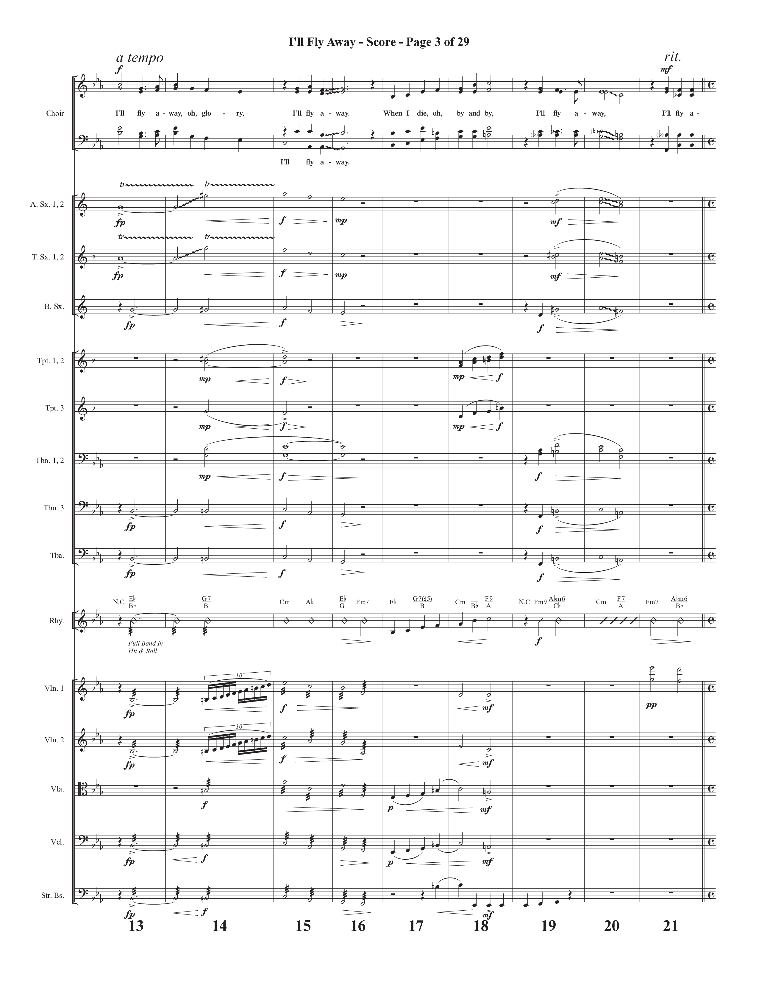 I'll Fly Away (Choral Anthem SATB) Orchestration (Semsen Music / Arr. Michael Lee)