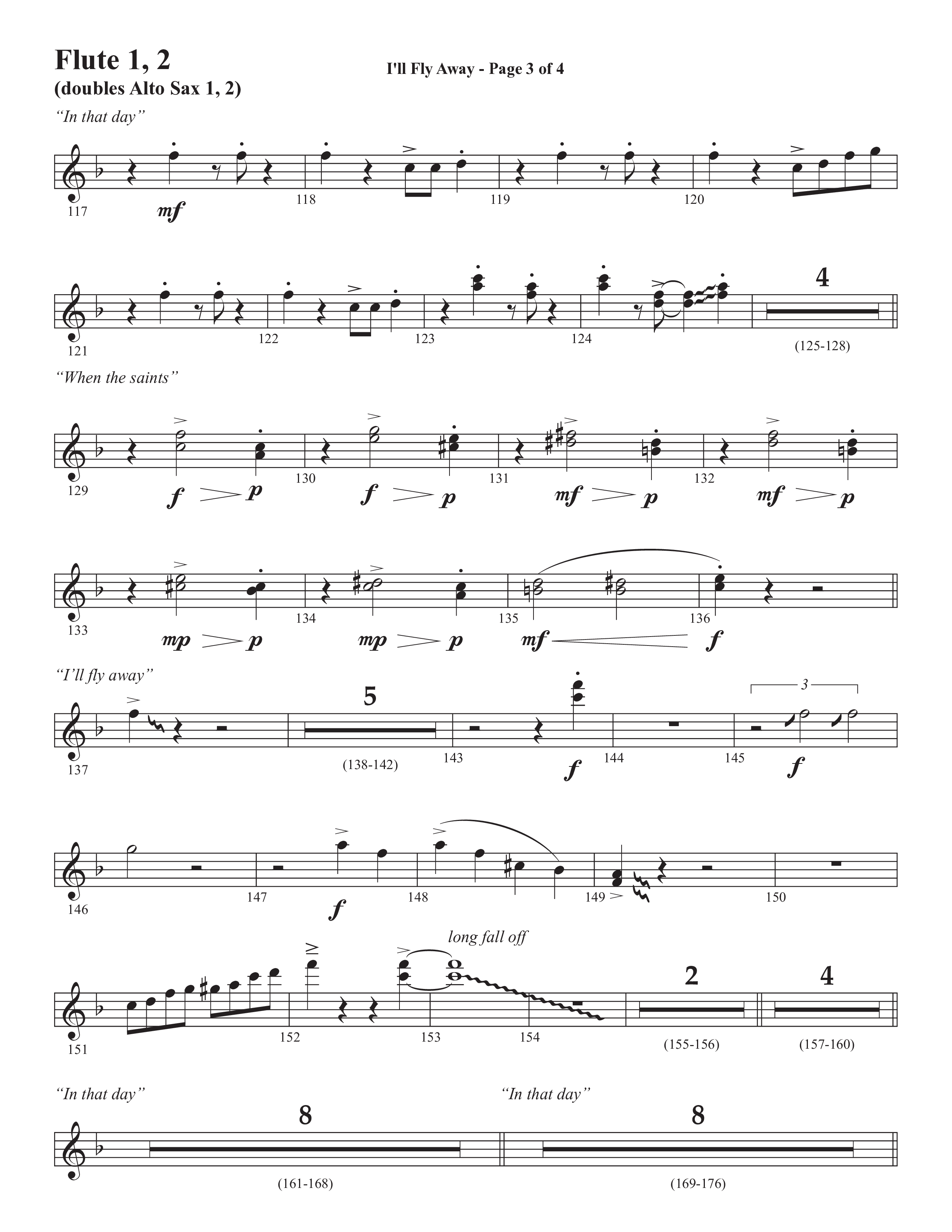 I'll Fly Away (Choral Anthem SATB) Flute 1/2 (Semsen Music / Arr. Michael Lee)