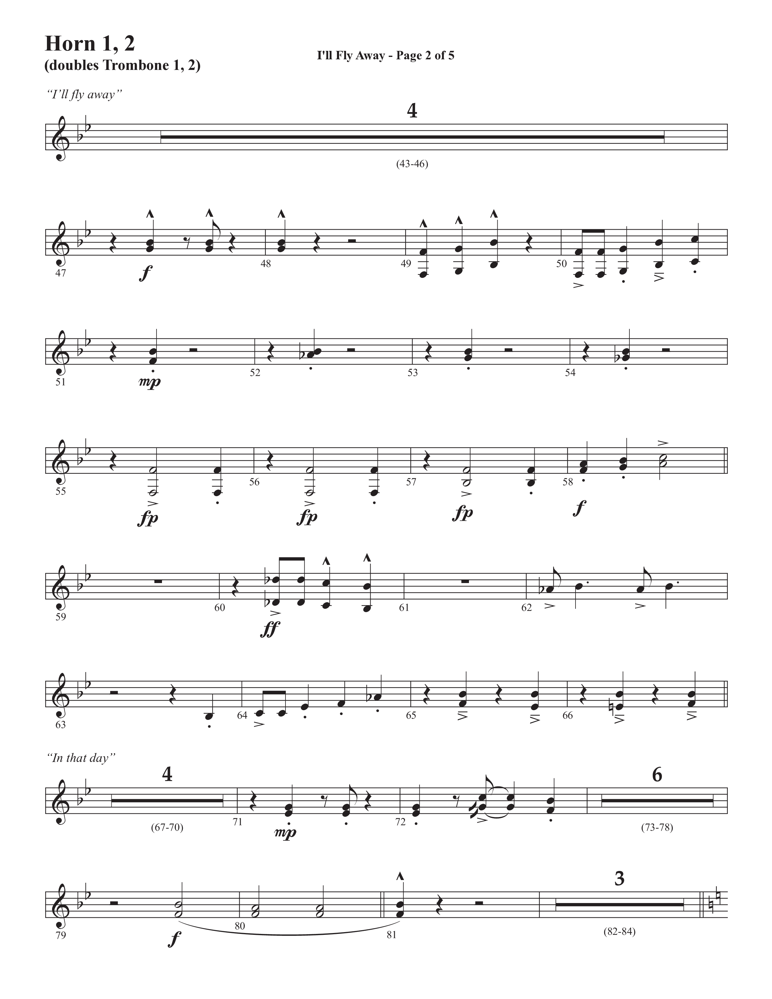 I'll Fly Away (Choral Anthem SATB) French Horn 1/2 (Semsen Music / Arr. Michael Lee)