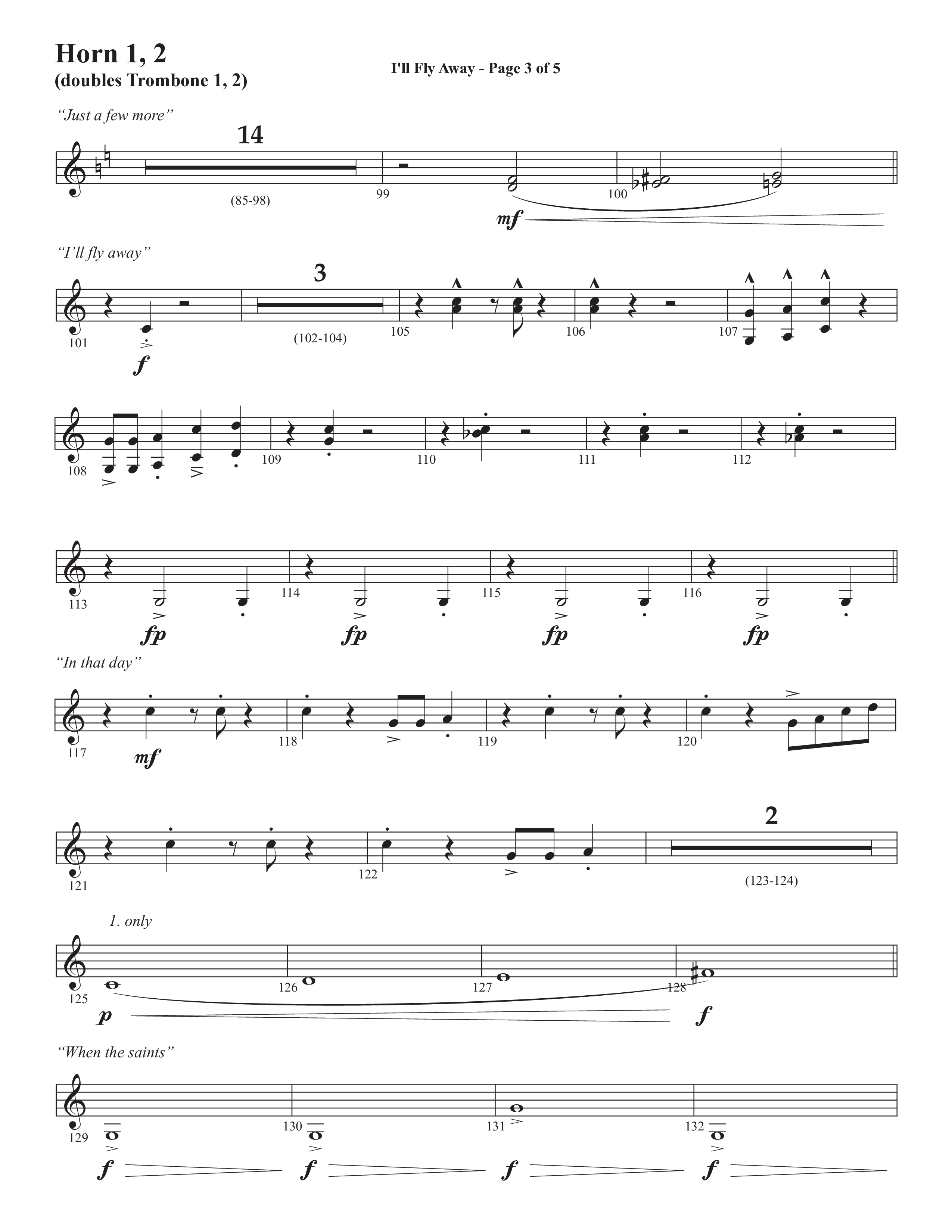 I'll Fly Away (Choral Anthem SATB) French Horn 1/2 (Semsen Music / Arr. Michael Lee)