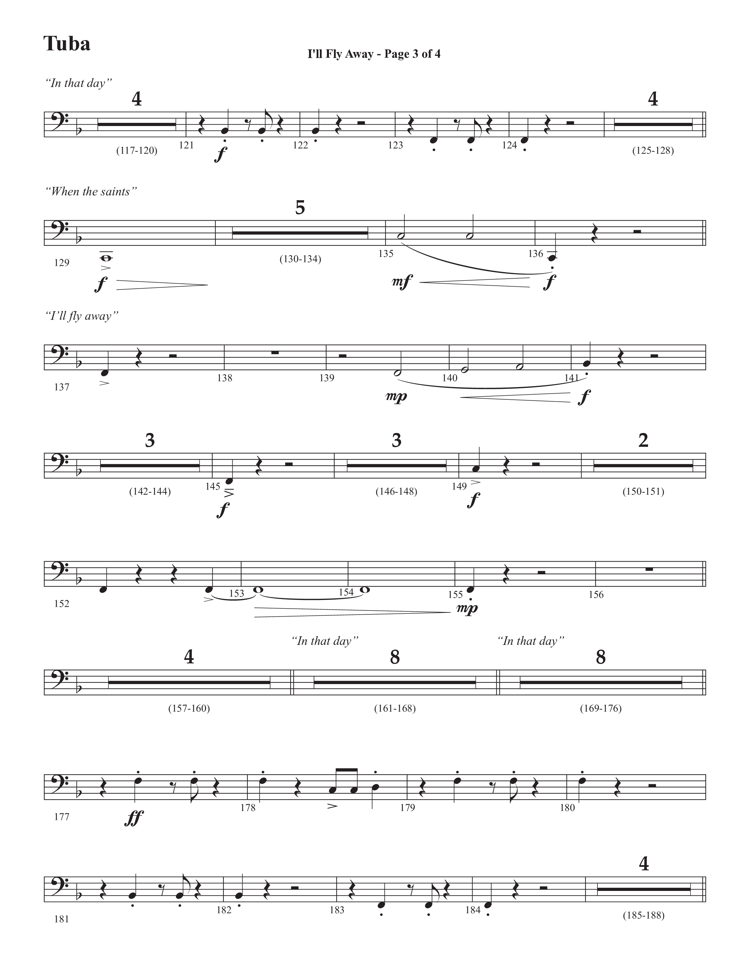 I'll Fly Away (Choral Anthem SATB) Tuba (Semsen Music / Arr. Michael Lee)