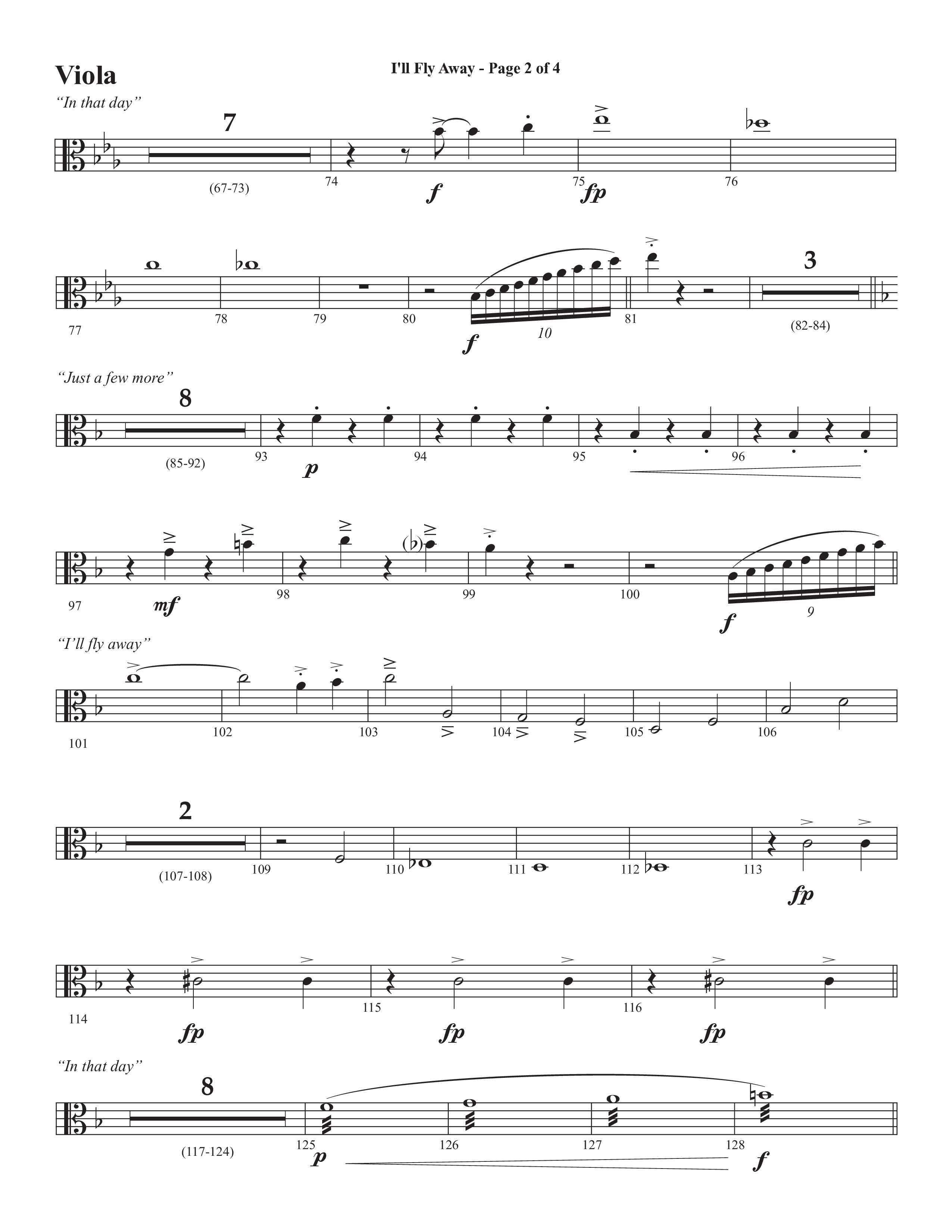 I'll Fly Away (Choral Anthem SATB) Viola (Semsen Music / Arr. Michael Lee)
