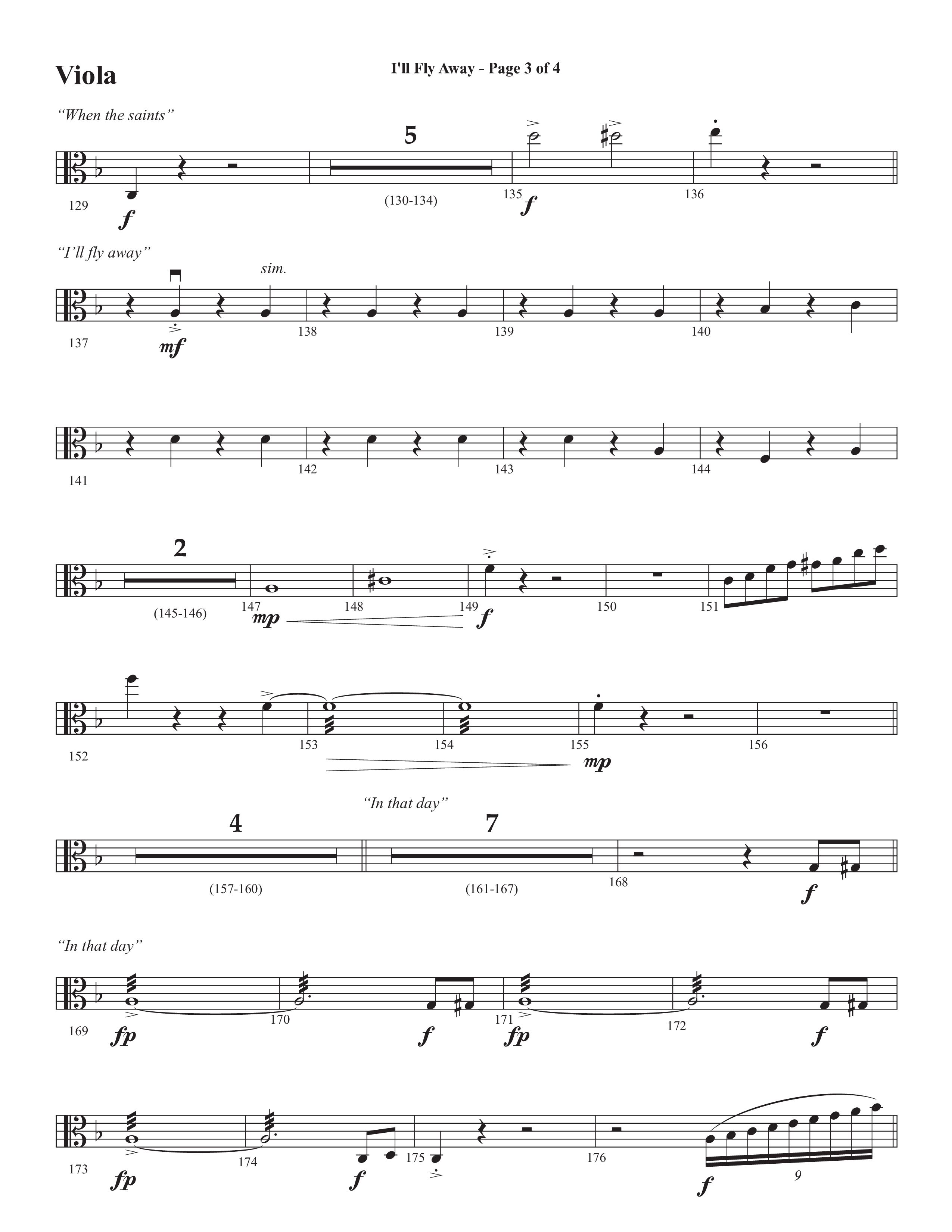 I'll Fly Away (Choral Anthem SATB) Viola (Semsen Music / Arr. Michael Lee)
