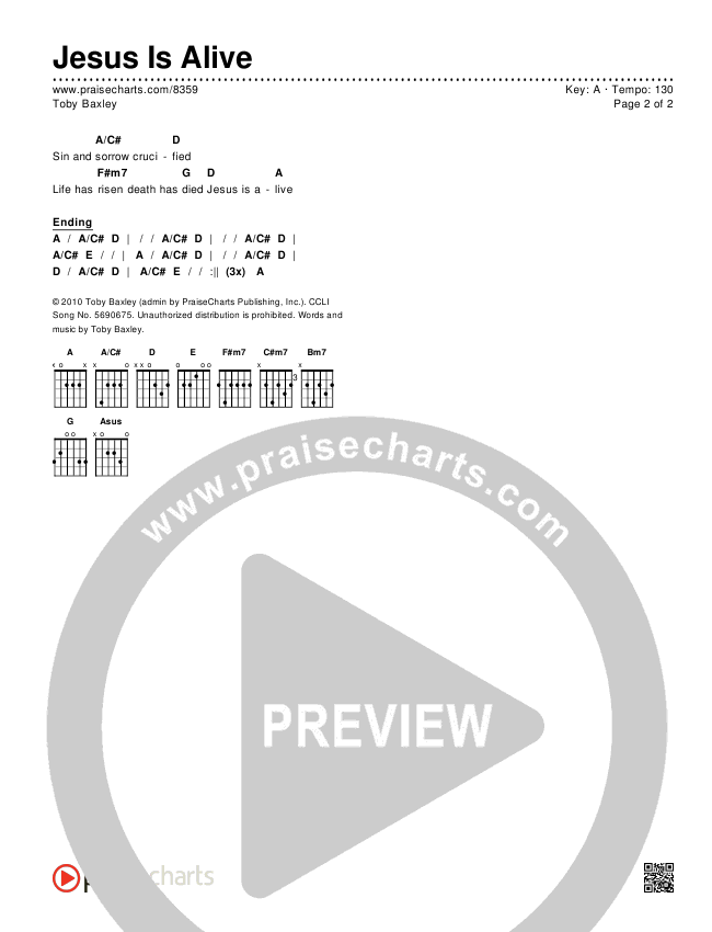 Jesus Is Alive Chords & Lyrics (Toby Baxley)