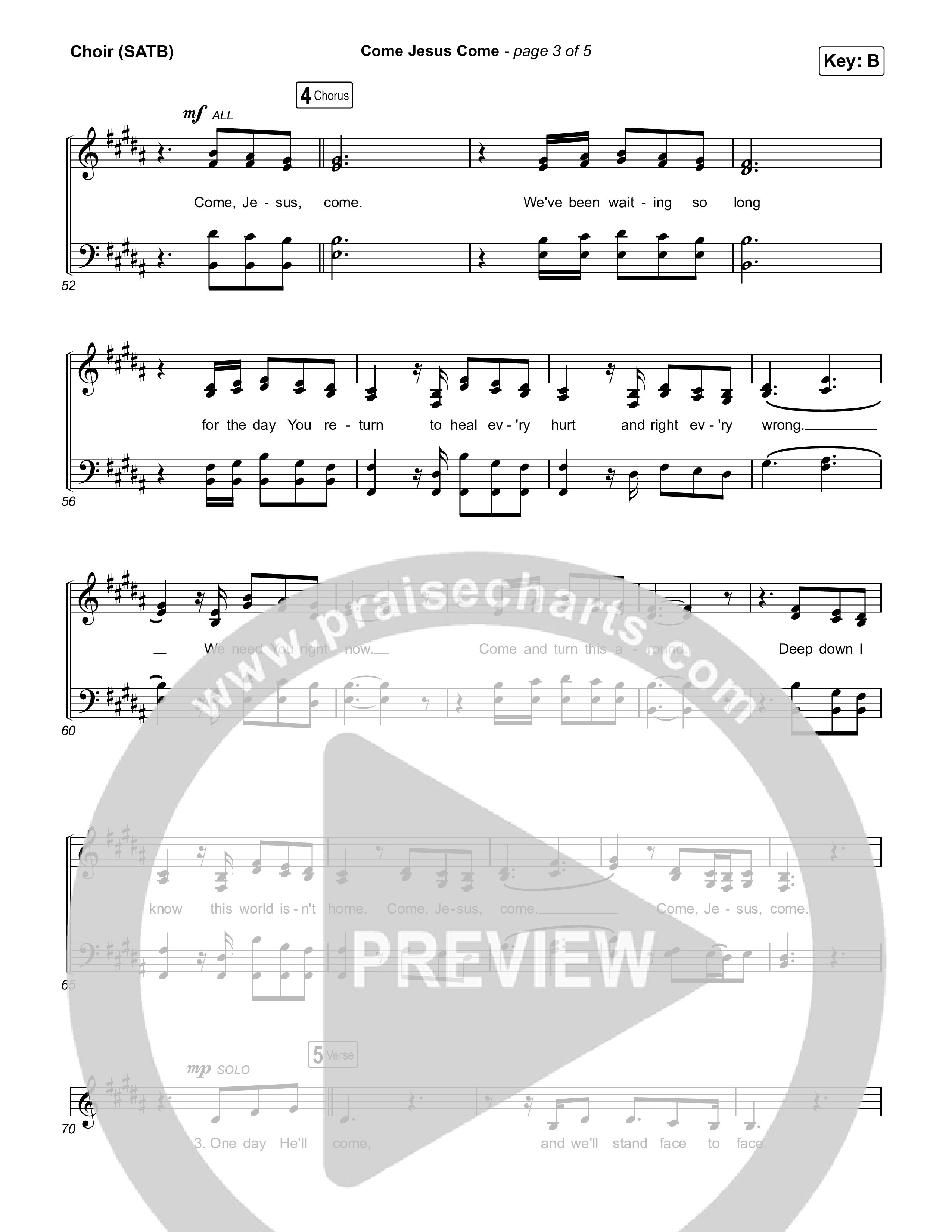 Come Jesus Come Choir Sheet (SATB) (CeCe Winans)