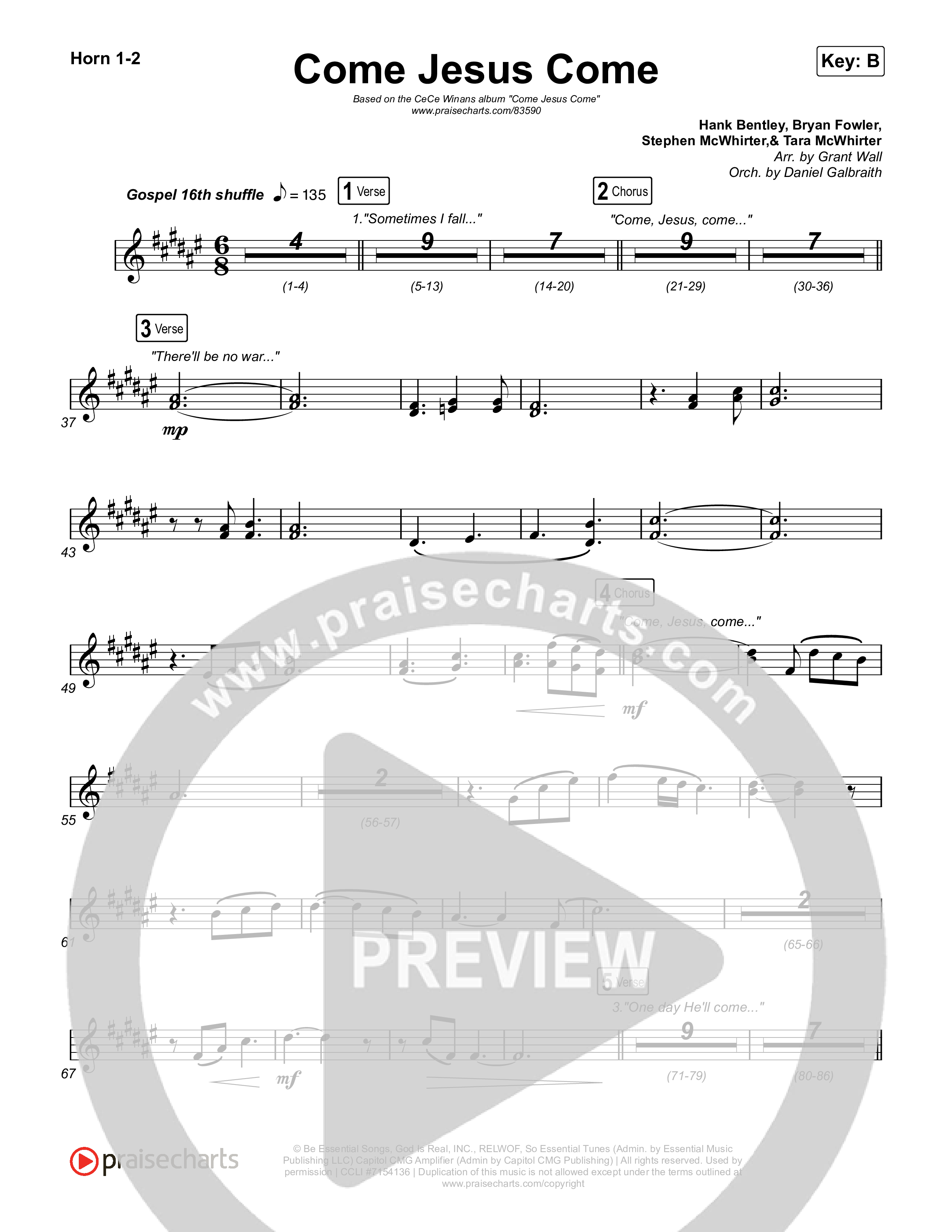 Come Jesus Come French Horn 1,2 (CeCe Winans)