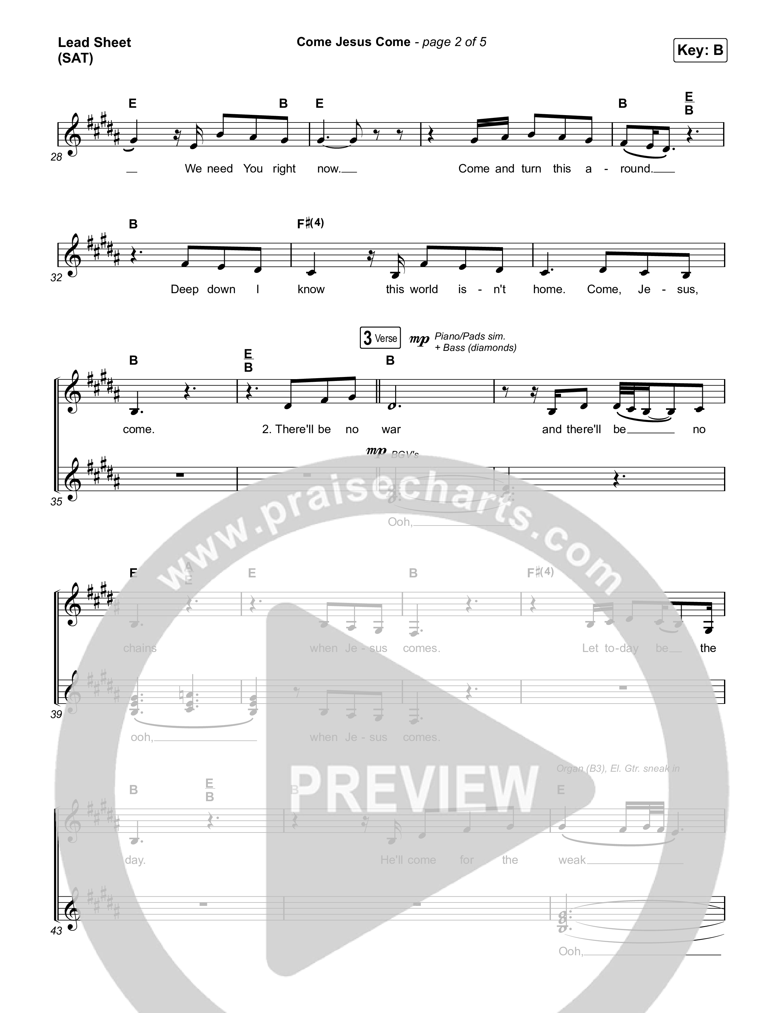 Come Jesus Come Lead Sheet (SAT) (CeCe Winans)