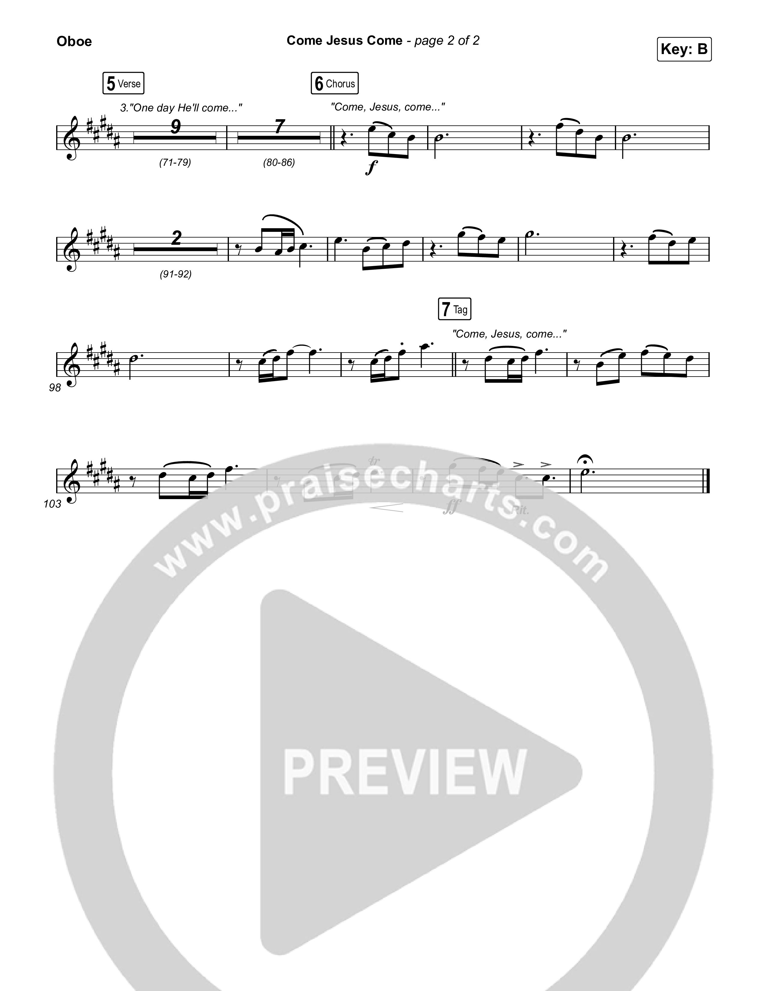 Come Jesus Come Oboe (CeCe Winans)