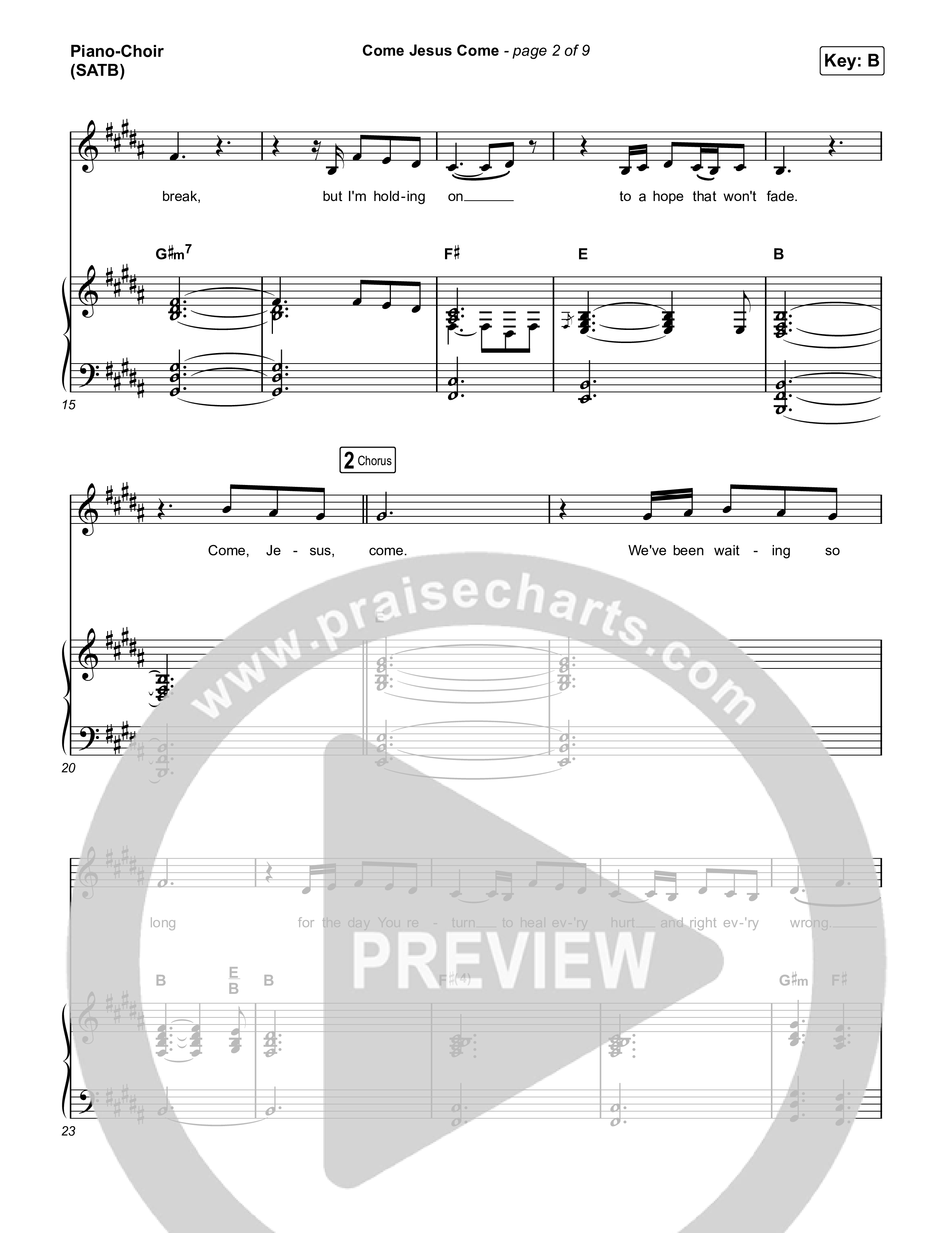 Come Jesus Come Piano/Vocal (SATB) (CeCe Winans)