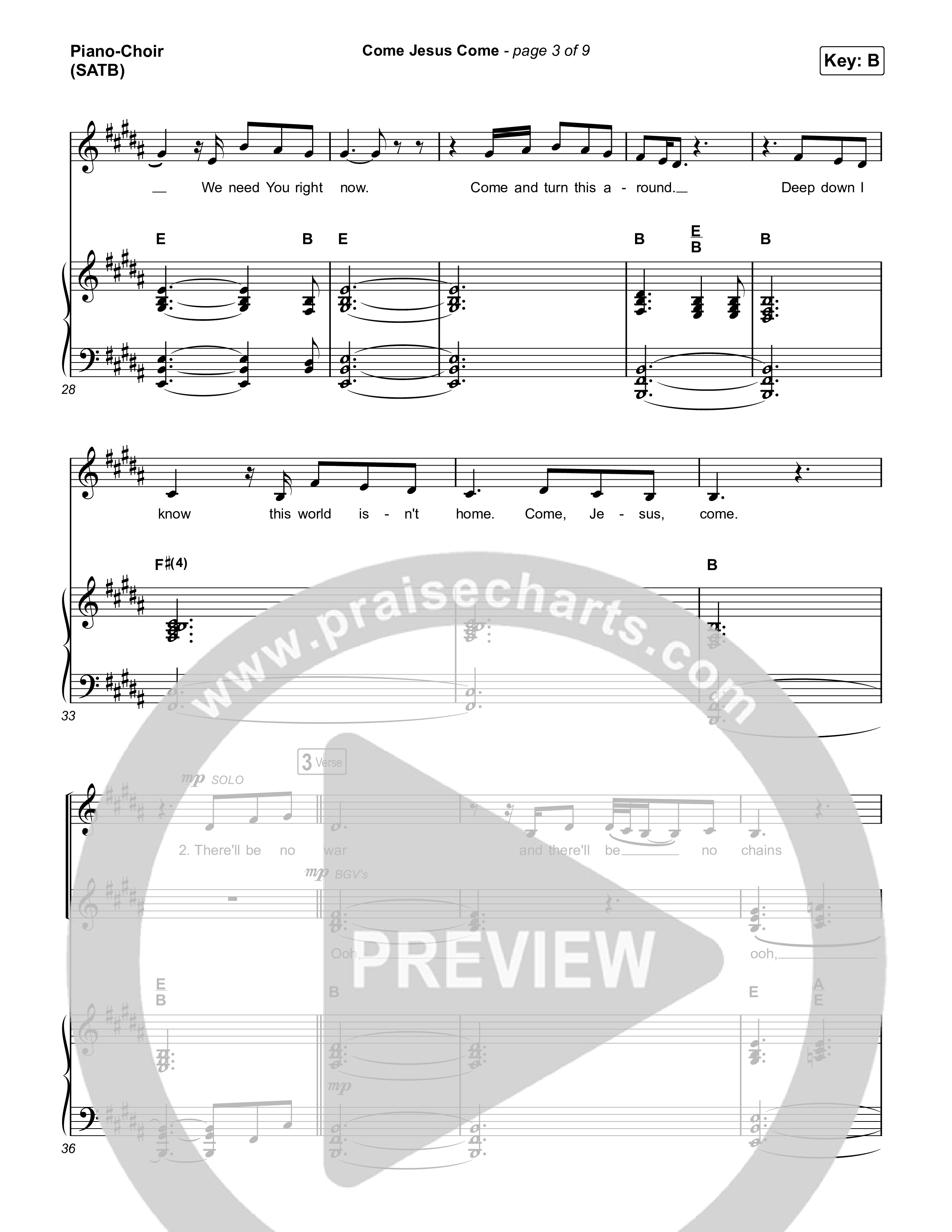 Come Jesus Come Piano/Vocal (SATB) (CeCe Winans)