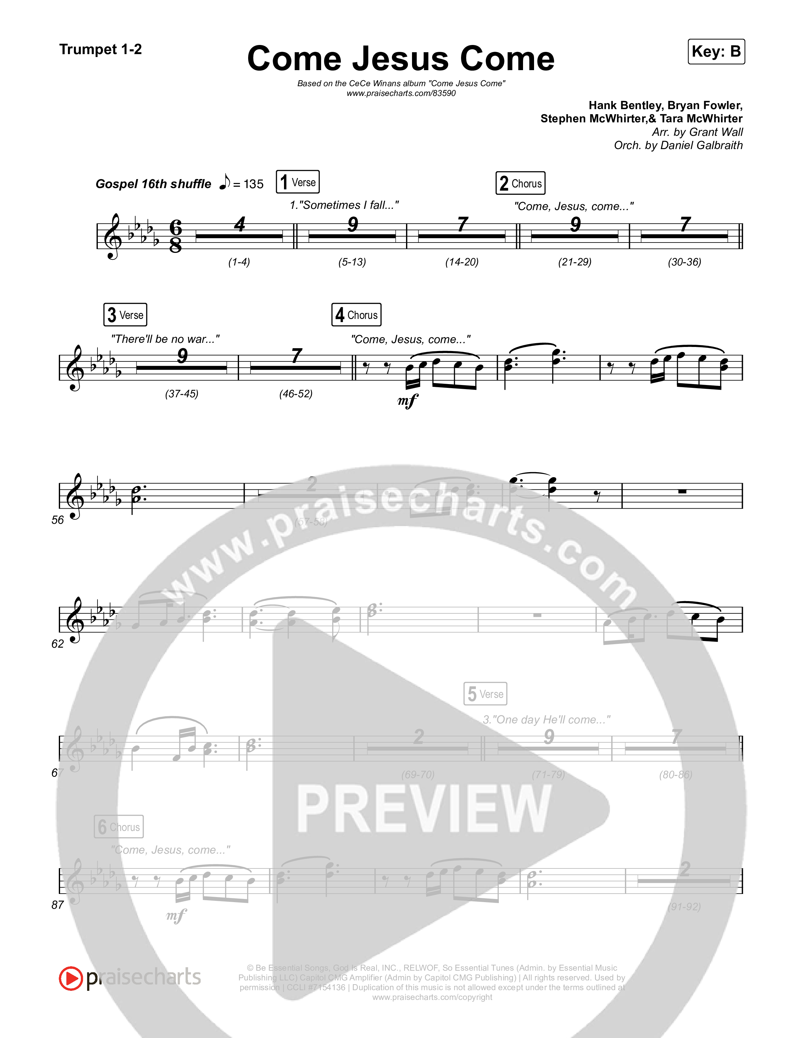 Come Jesus Come Trumpet 1,2 (CeCe Winans)