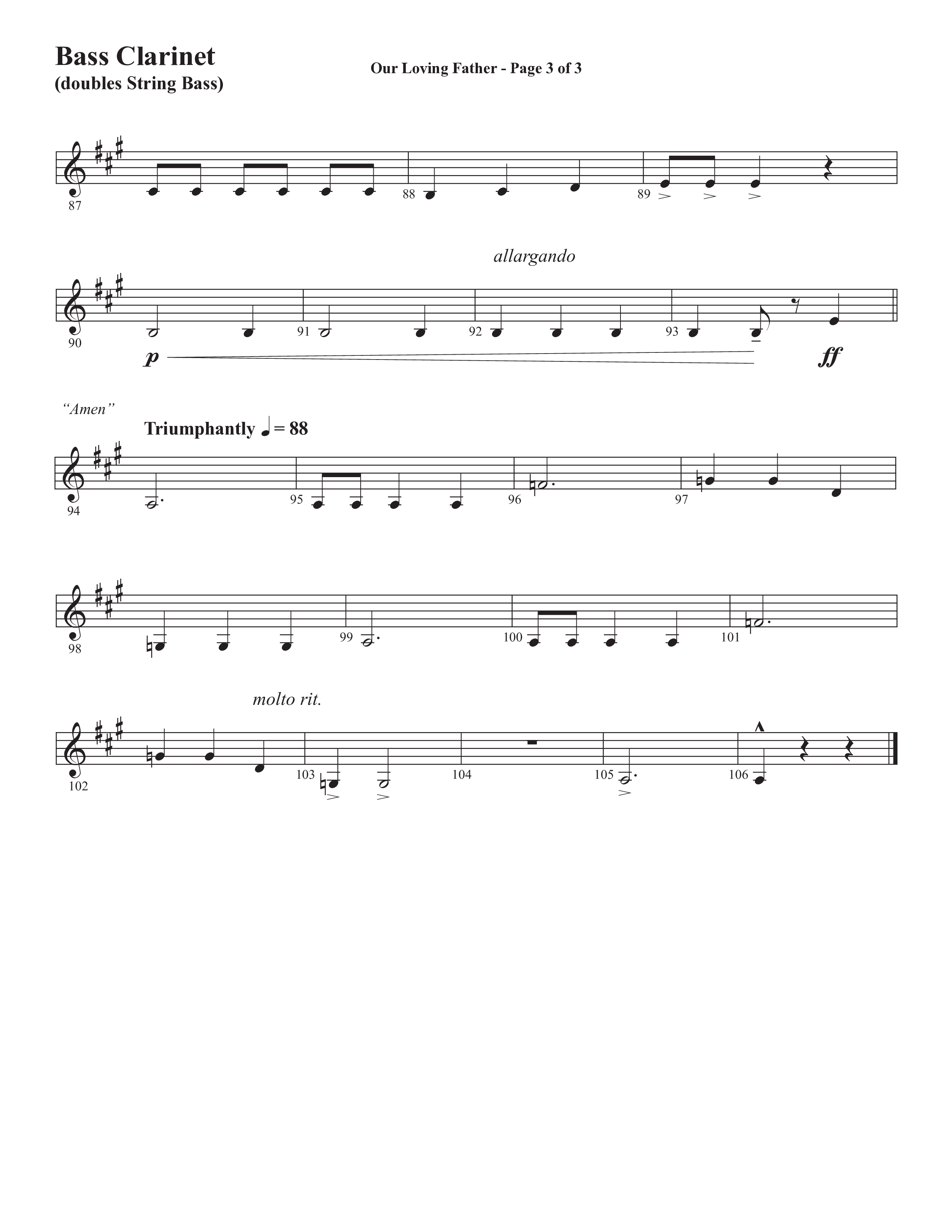 Our Loving Father (Choral Anthem SATB) Bass Clarinet (Semsen Music / Arr. Phillip Keveren)