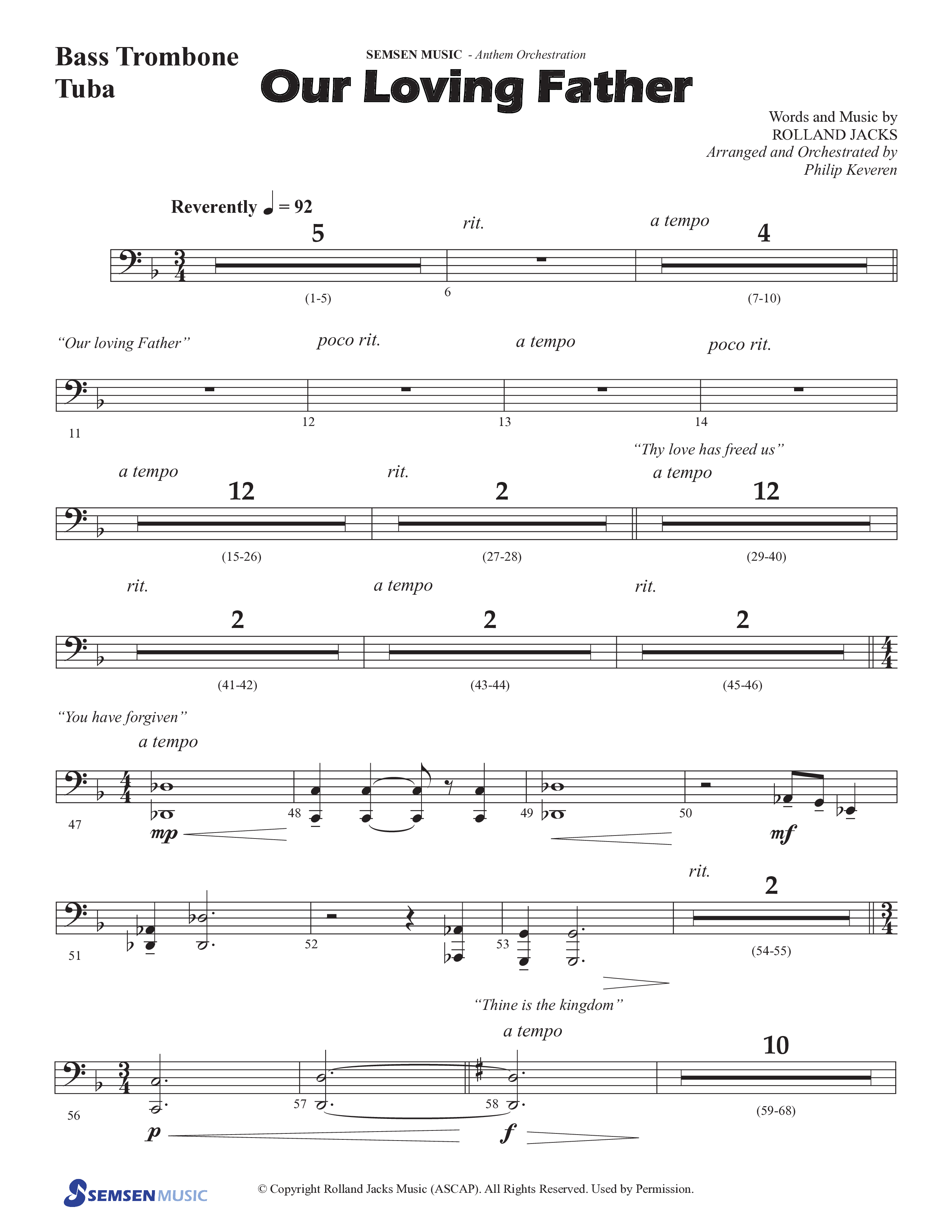 Our Loving Father (Choral Anthem SATB) Orchestration (Semsen Music / Arr. Phillip Keveren)