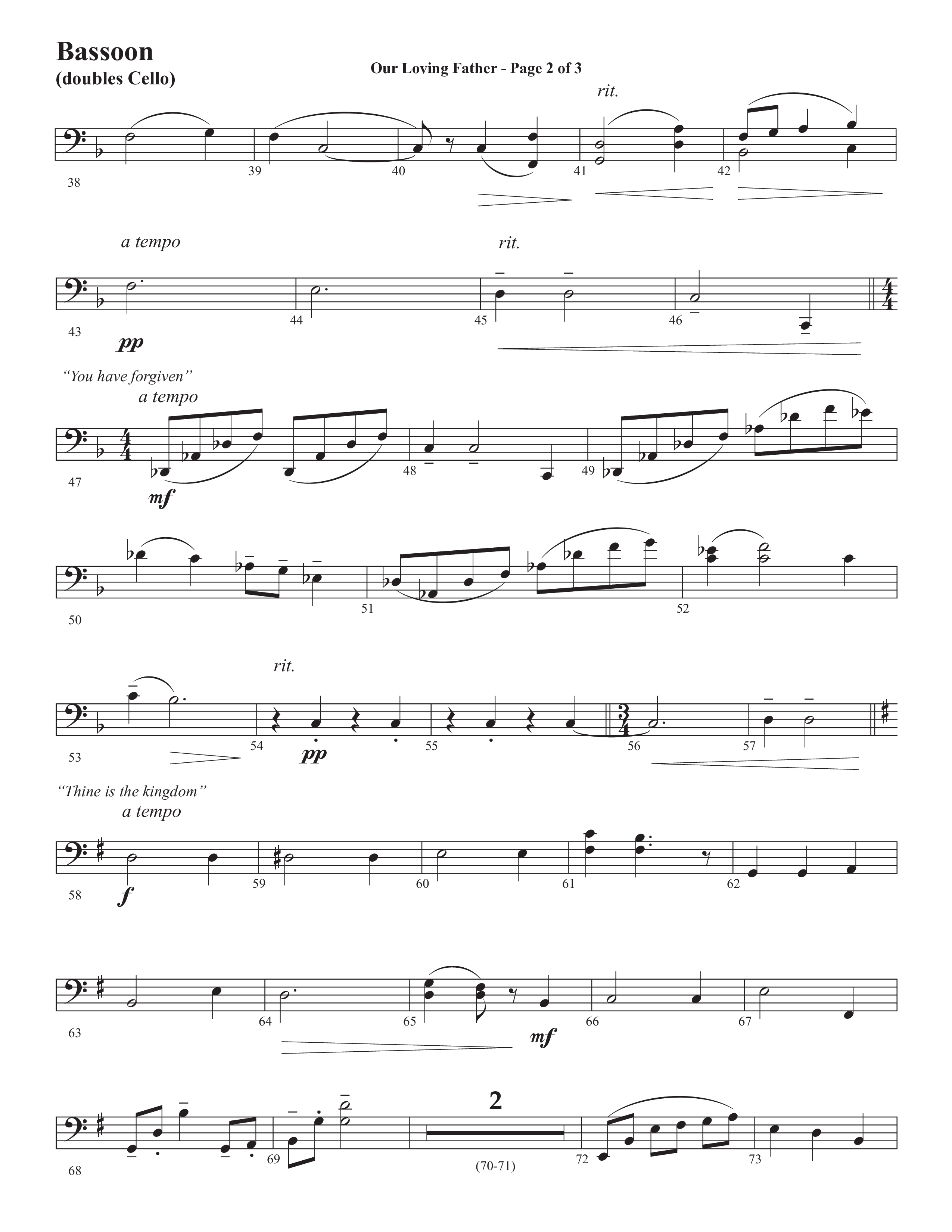 Our Loving Father (Choral Anthem SATB) Bassoon (Semsen Music / Arr. Phillip Keveren)