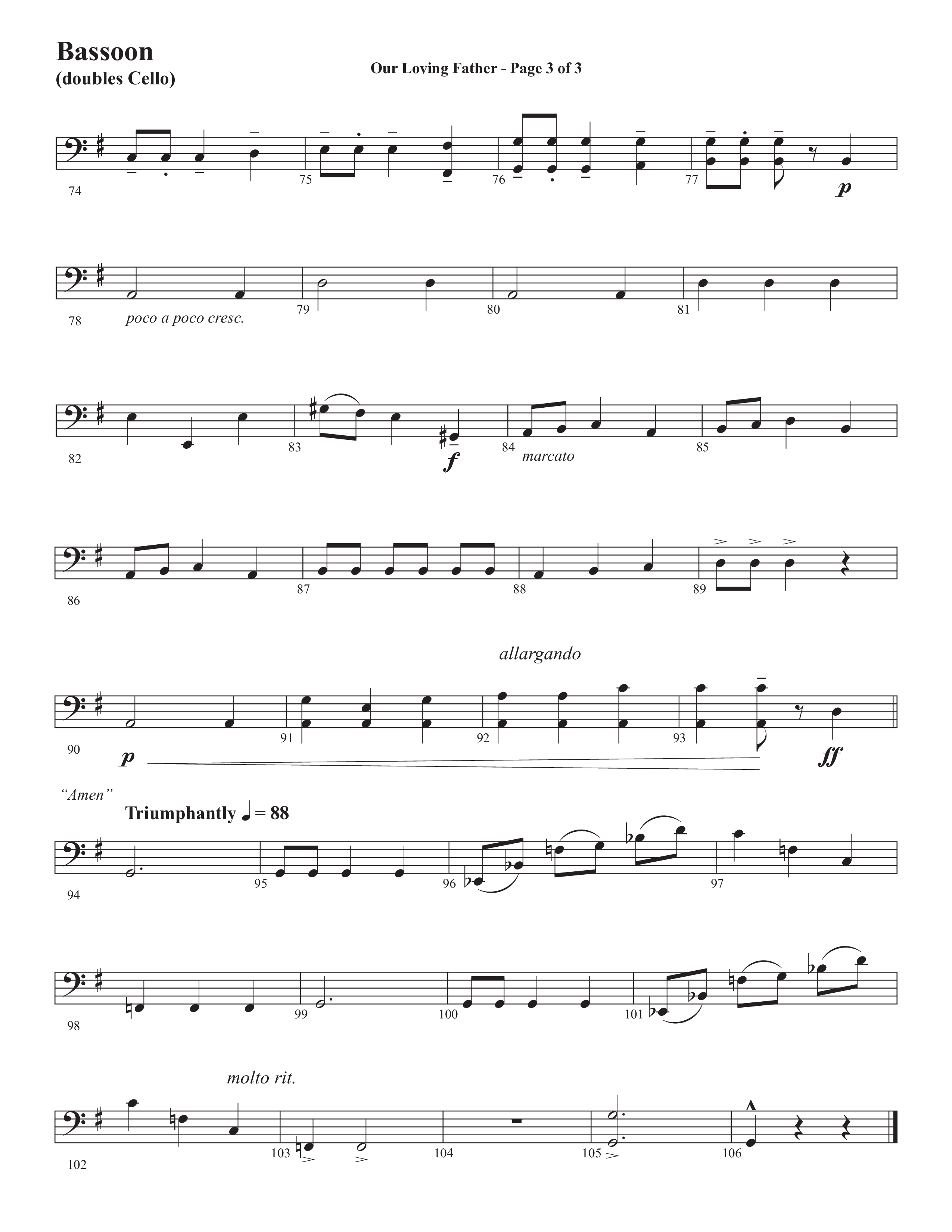 Our Loving Father (Choral Anthem SATB) Bassoon (Semsen Music / Arr. Phillip Keveren)