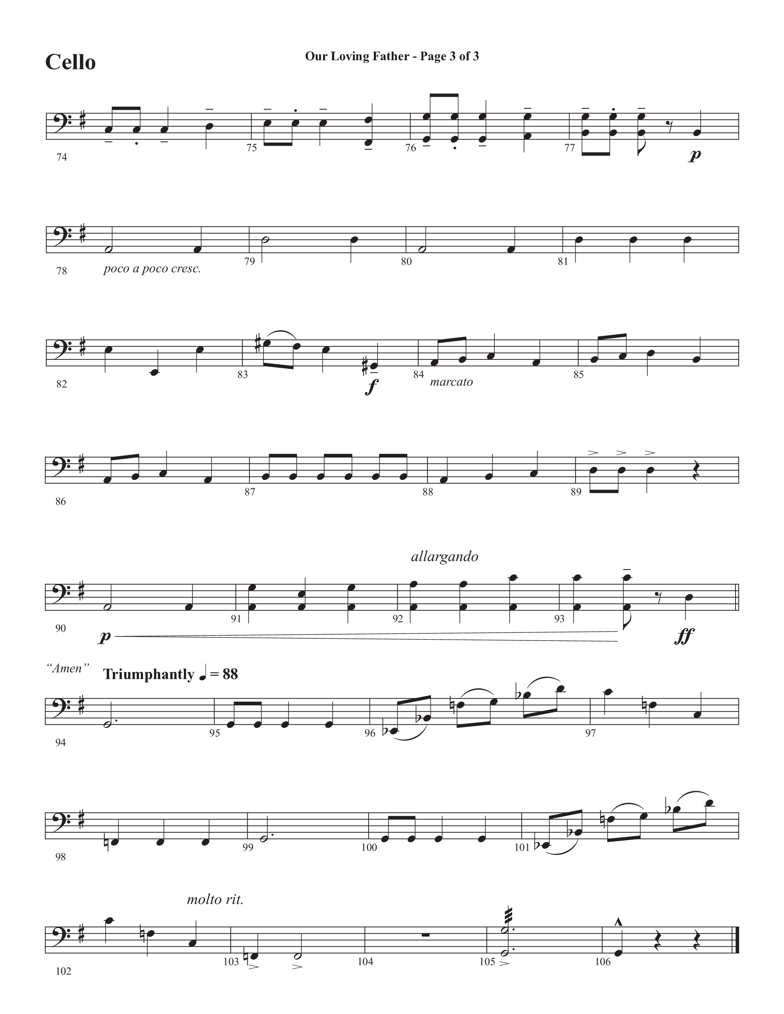 Our Loving Father (Choral Anthem SATB) Cello (Semsen Music / Arr. Phillip Keveren)