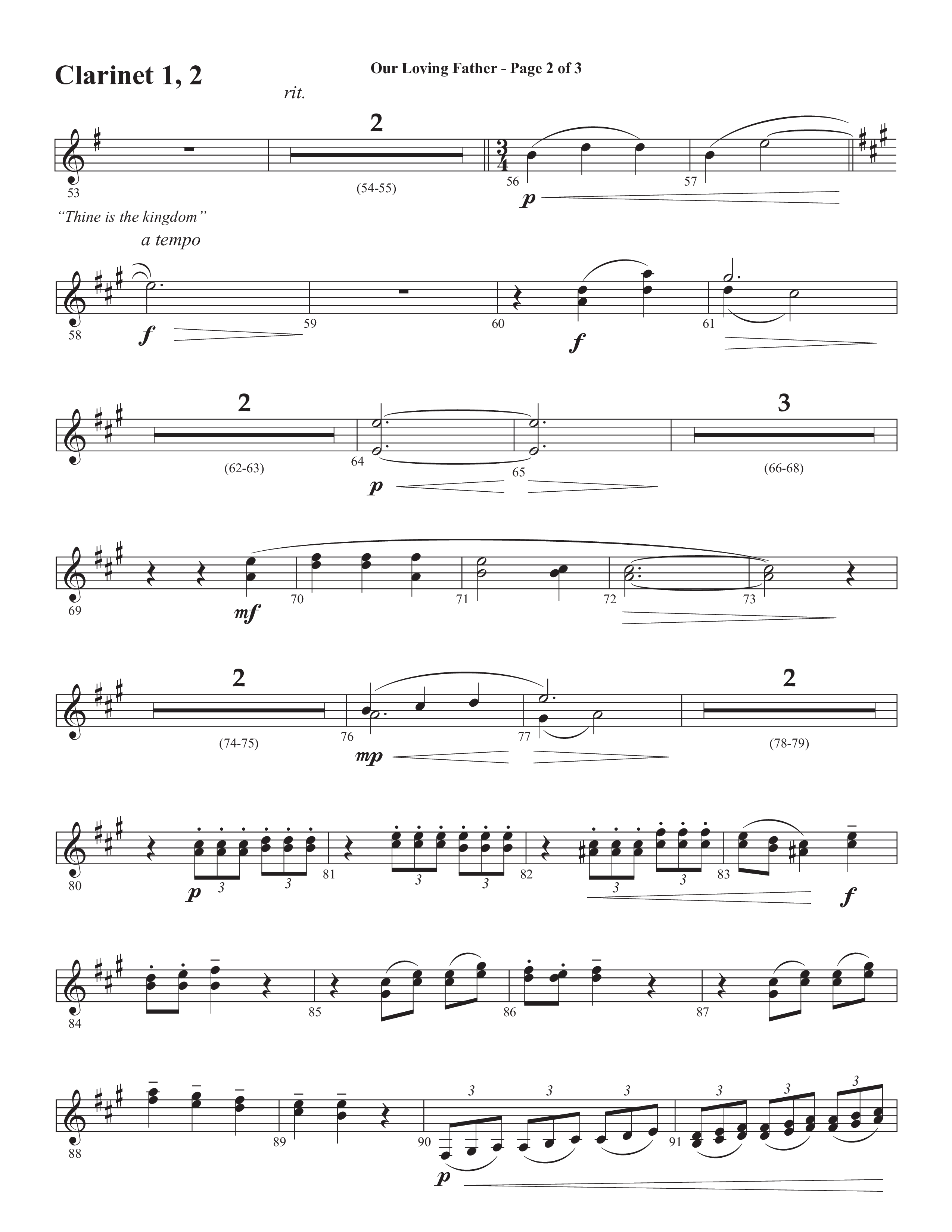Our Loving Father (Choral Anthem SATB) Clarinet 1/2 (Semsen Music / Arr. Phillip Keveren)