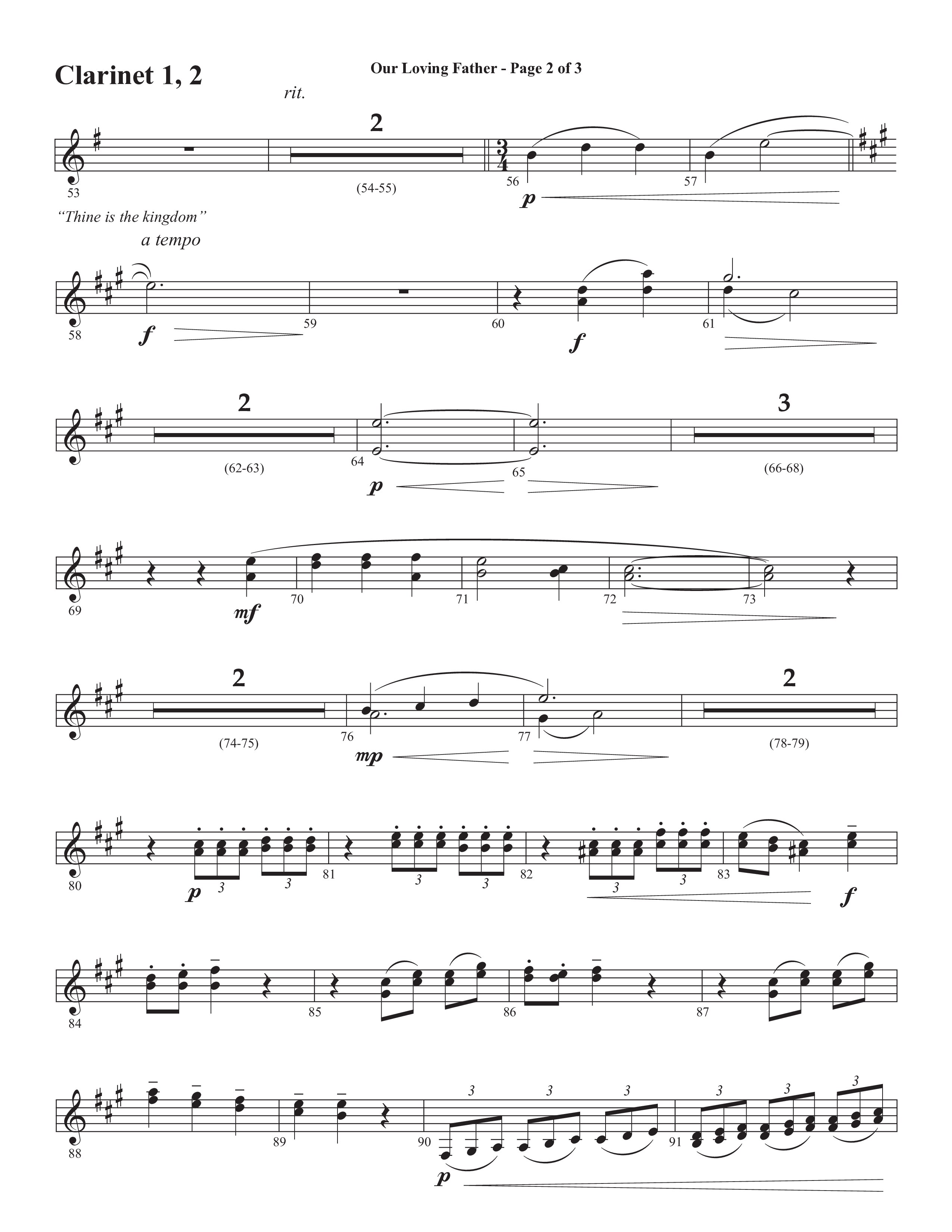 Our Loving Father (Choral Anthem SATB) Clarinet 1/2 (Semsen Music / Arr. Phillip Keveren)