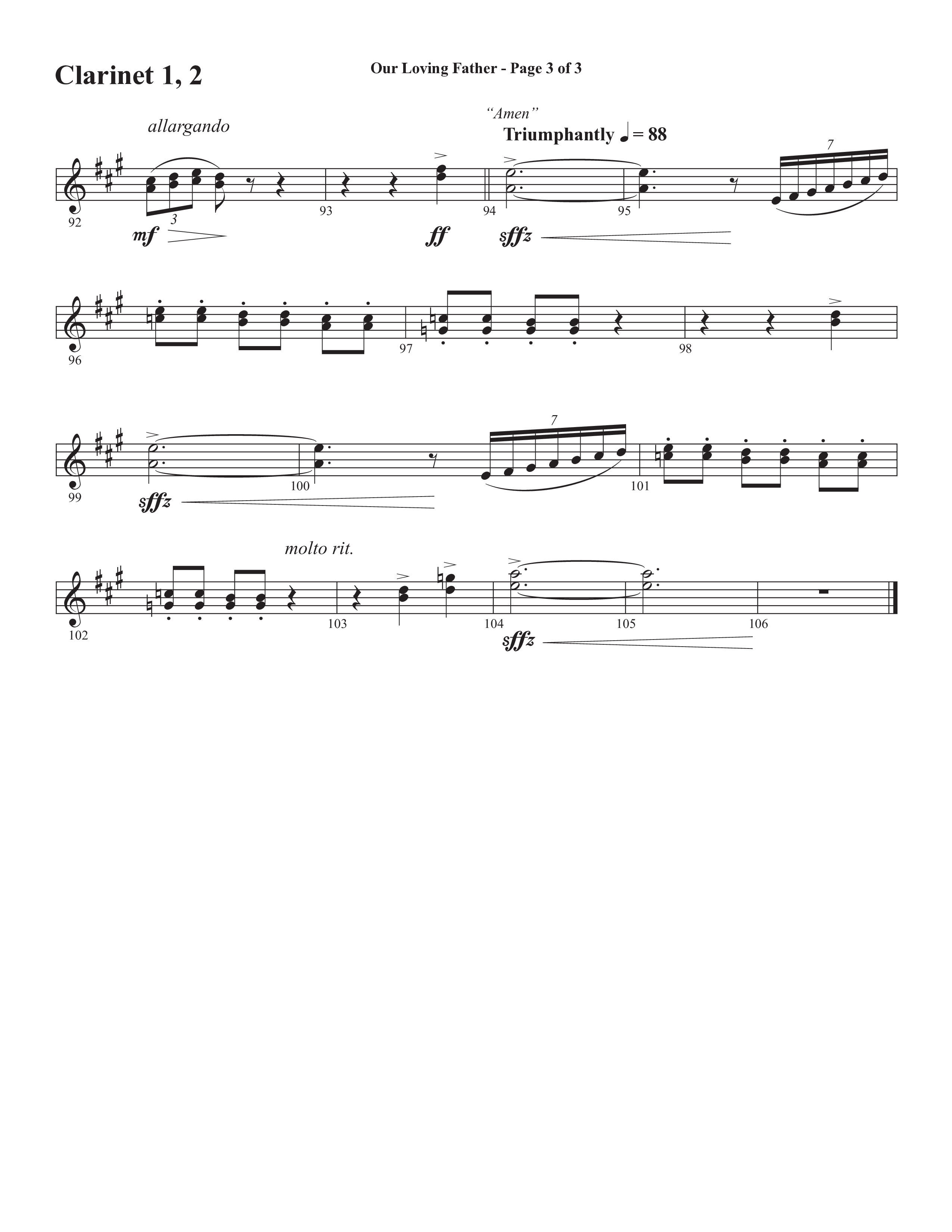 Our Loving Father (Choral Anthem SATB) Clarinet 1/2 (Semsen Music / Arr. Phillip Keveren)