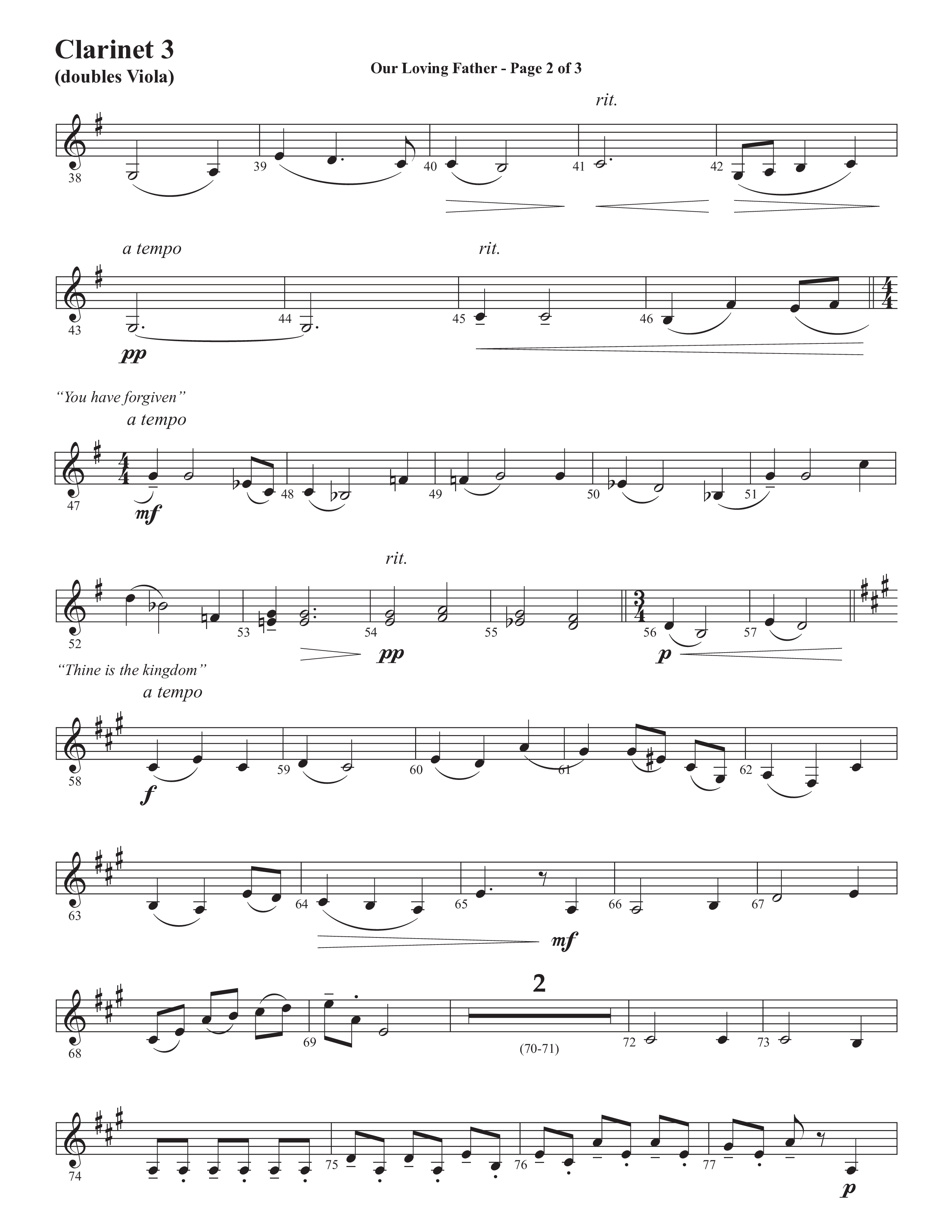 Our Loving Father (Choral Anthem SATB) Clarinet 3 (Semsen Music / Arr. Phillip Keveren)
