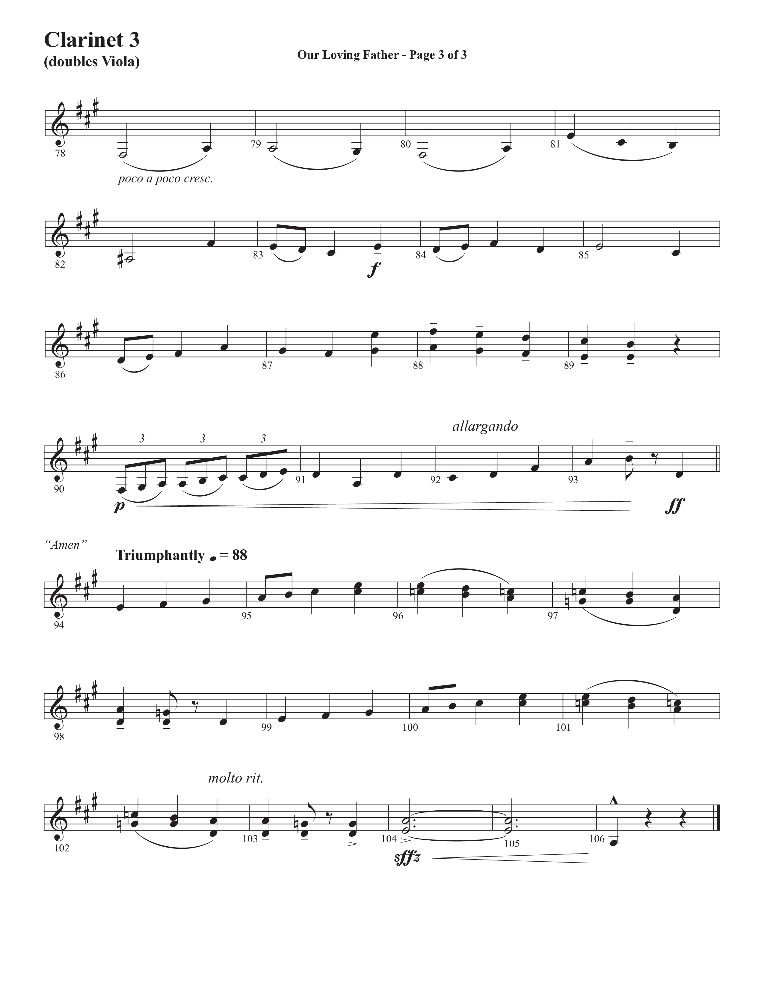 Our Loving Father (Choral Anthem SATB) Clarinet 3 (Semsen Music / Arr. Phillip Keveren)