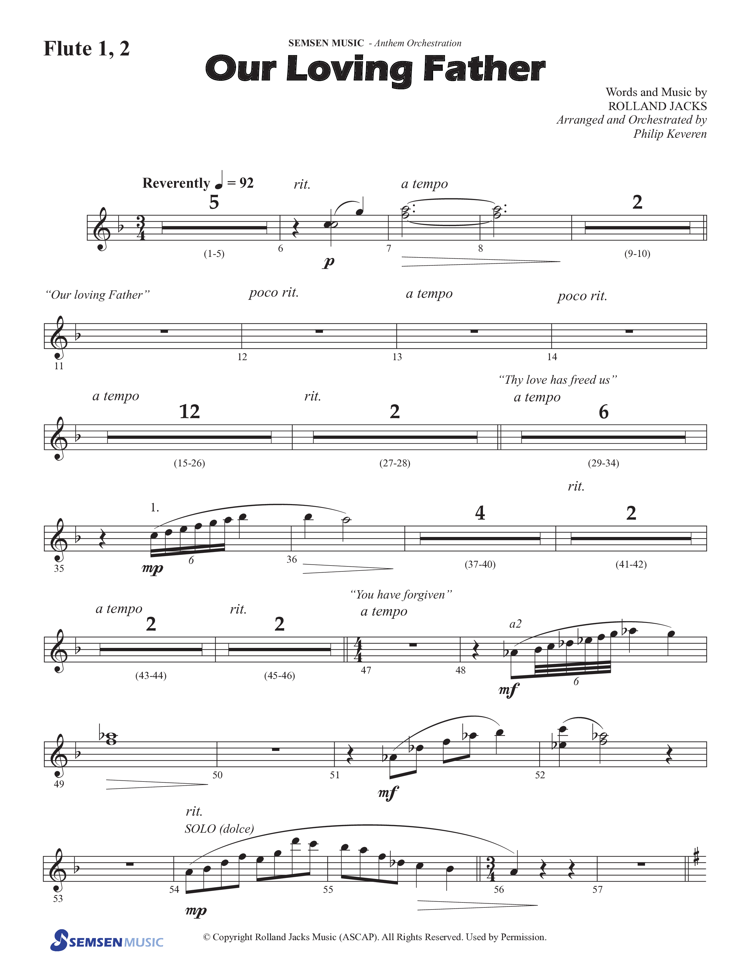 Our Loving Father (Choral Anthem SATB) Flute 1/2 (Semsen Music / Arr. Phillip Keveren)