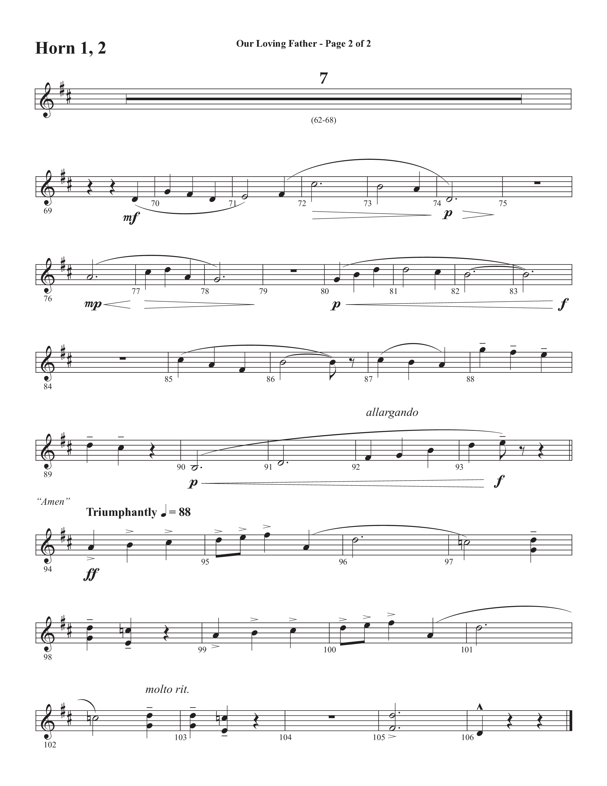 Our Loving Father (Choral Anthem SATB) French Horn 1/2 (Semsen Music / Arr. Phillip Keveren)