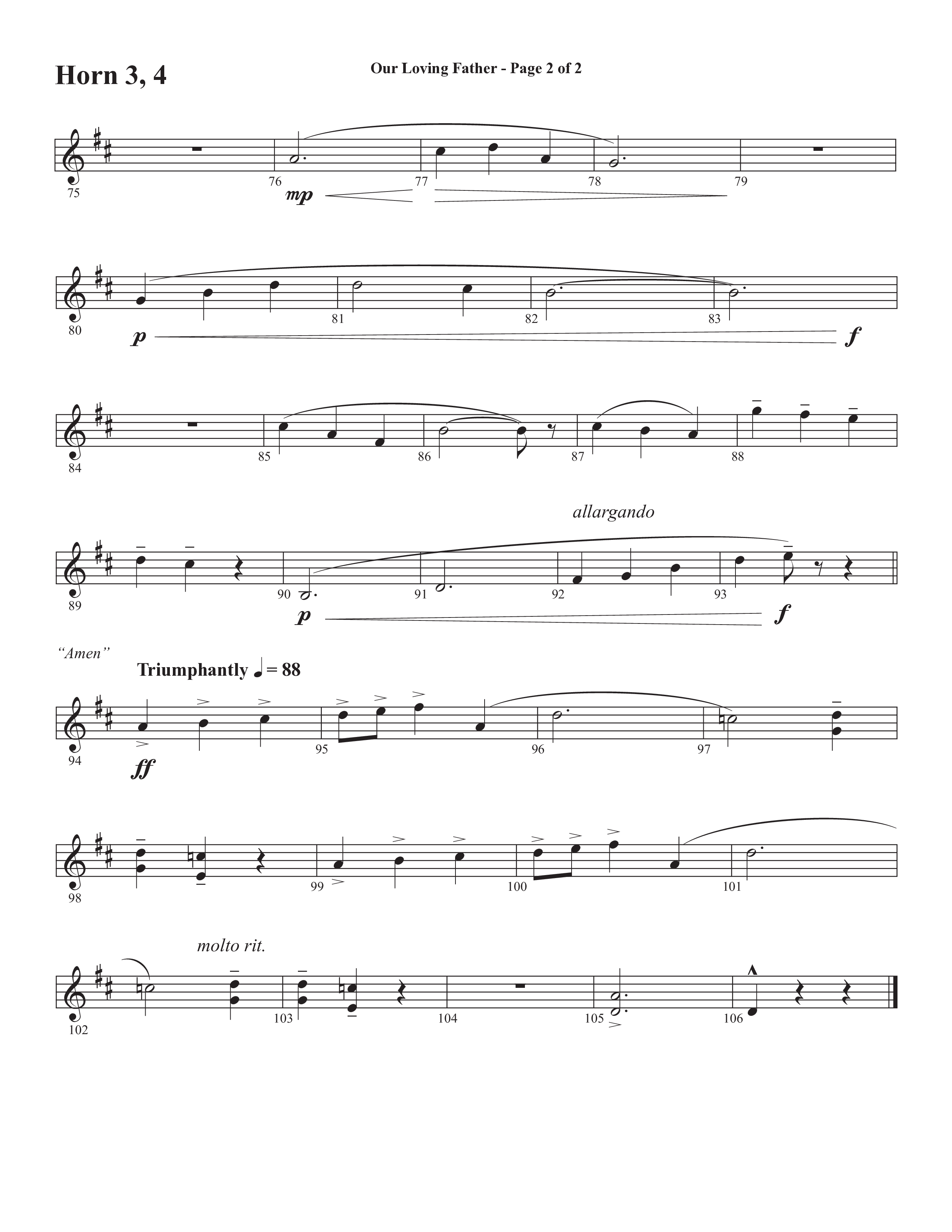 Our Loving Father (Choral Anthem SATB) French Horn 3 (Semsen Music / Arr. Phillip Keveren)