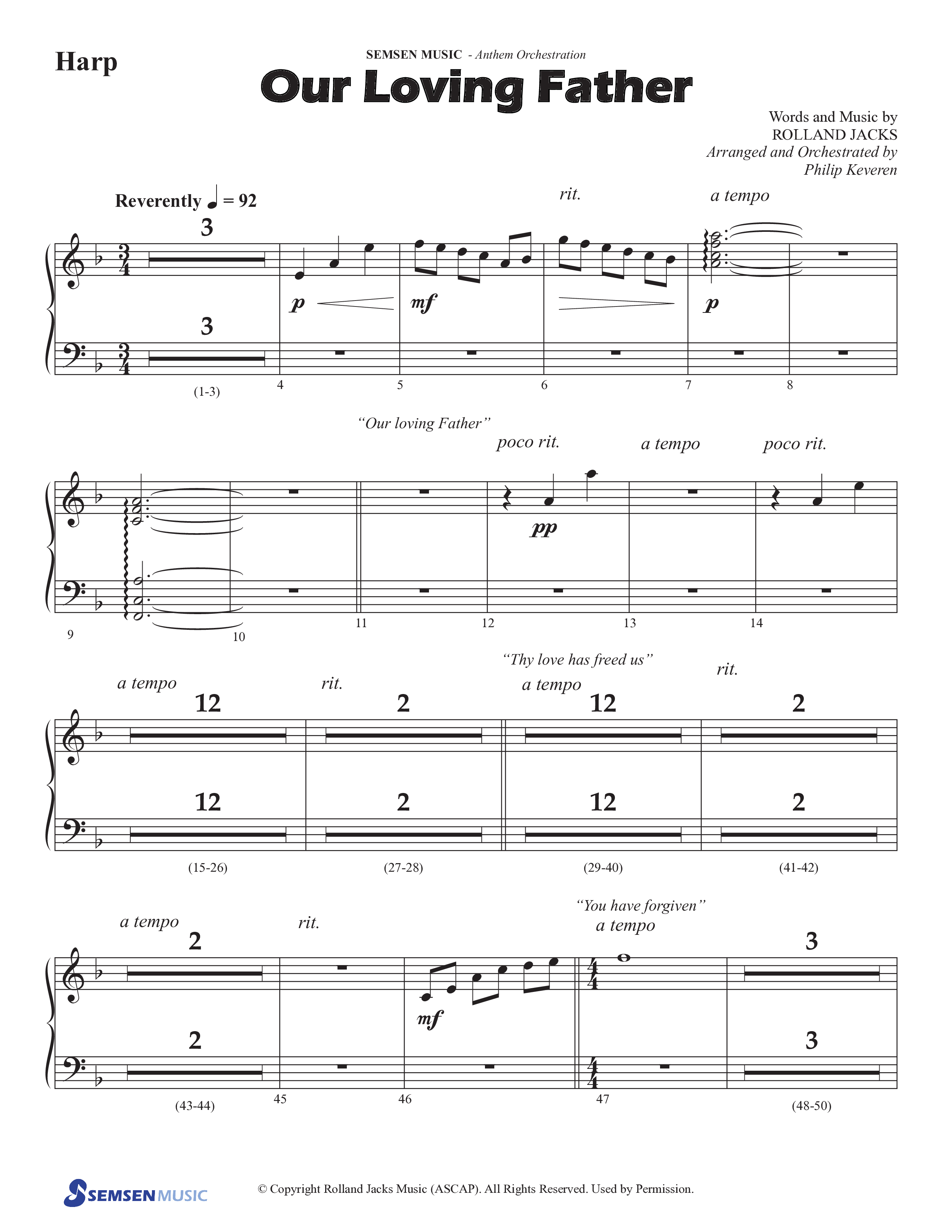 Our Loving Father (Choral Anthem SATB) Harp (Semsen Music / Arr. Phillip Keveren)