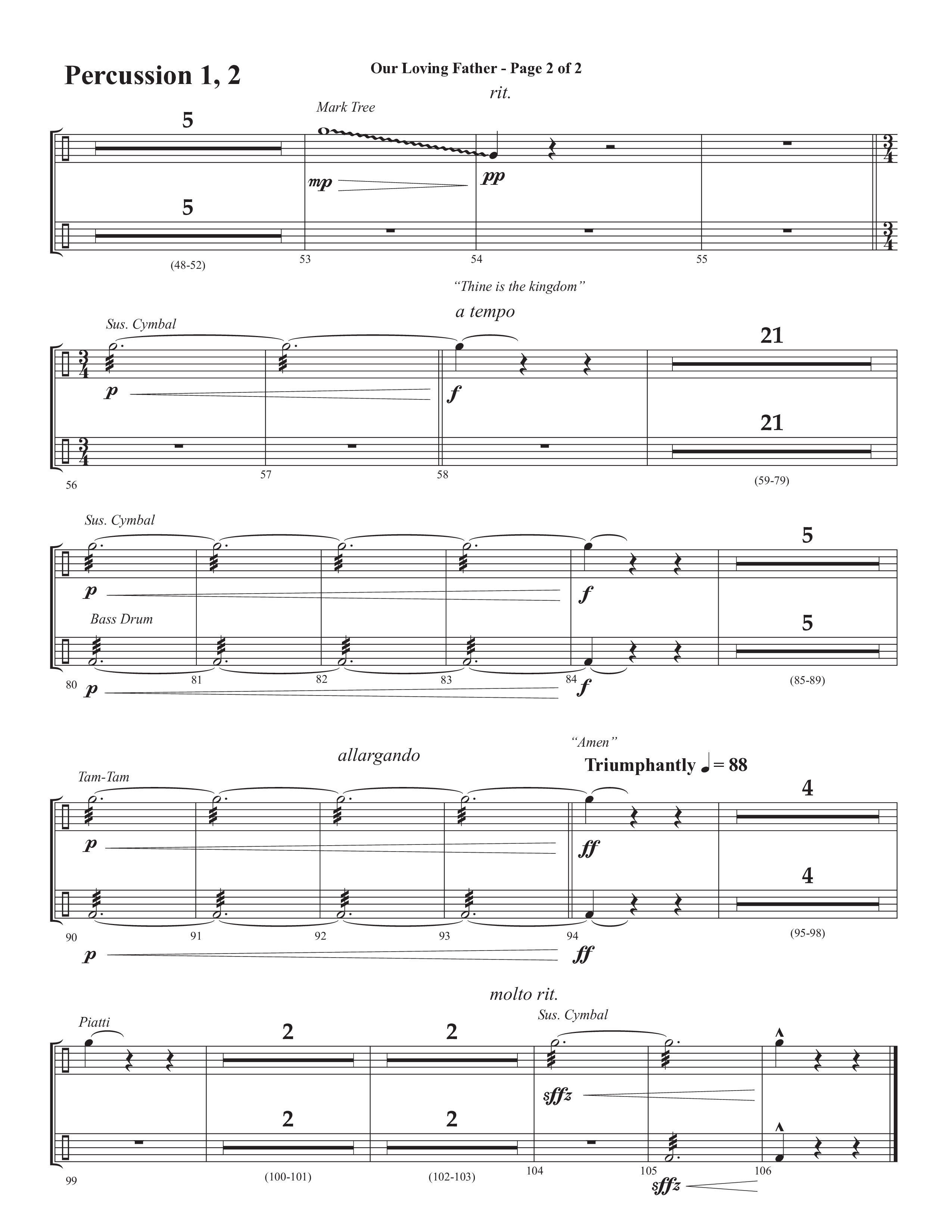 Our Loving Father (Choral Anthem SATB) Percussion 1/2 (Semsen Music / Arr. Phillip Keveren)