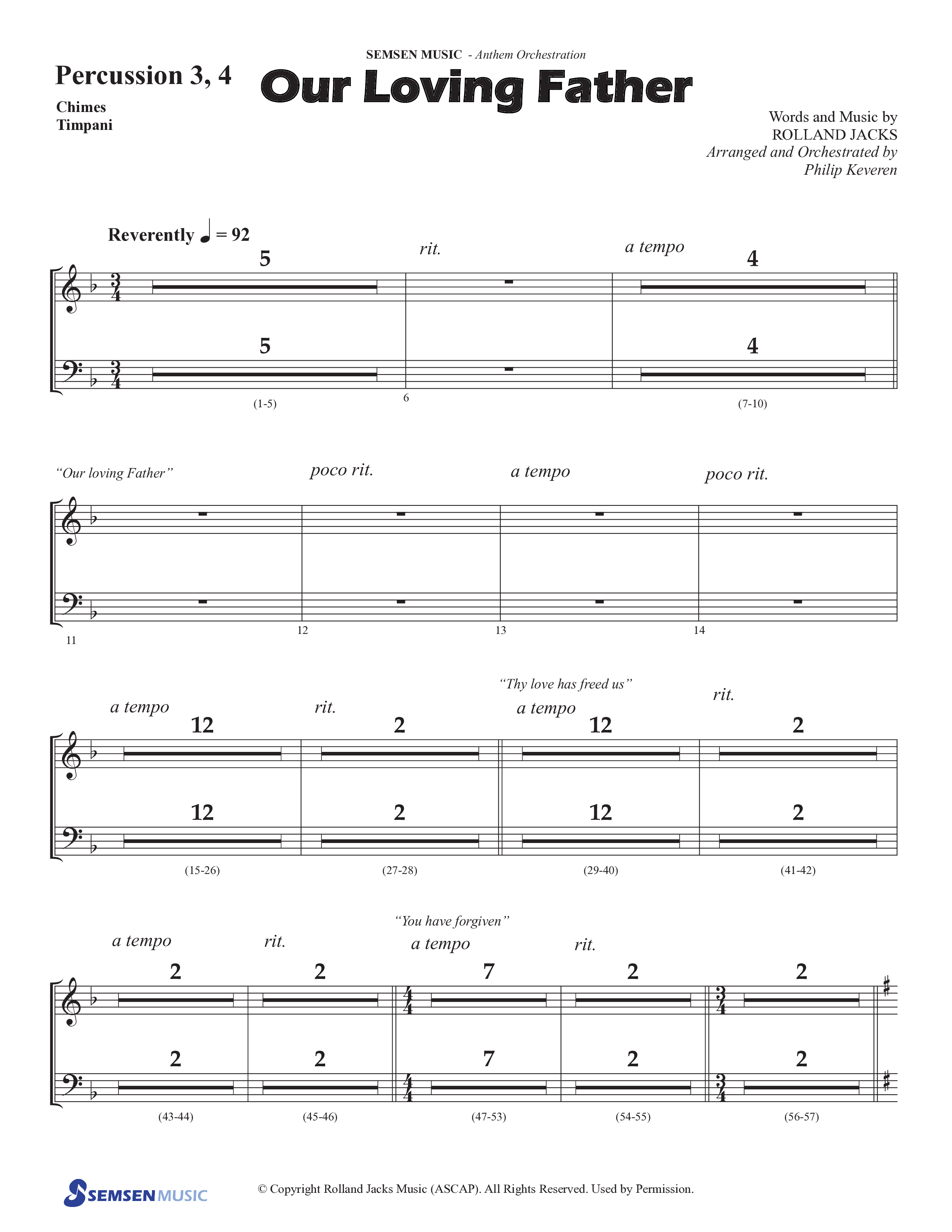Our Loving Father (Choral Anthem SATB) Percussion (Semsen Music / Arr. Phillip Keveren)