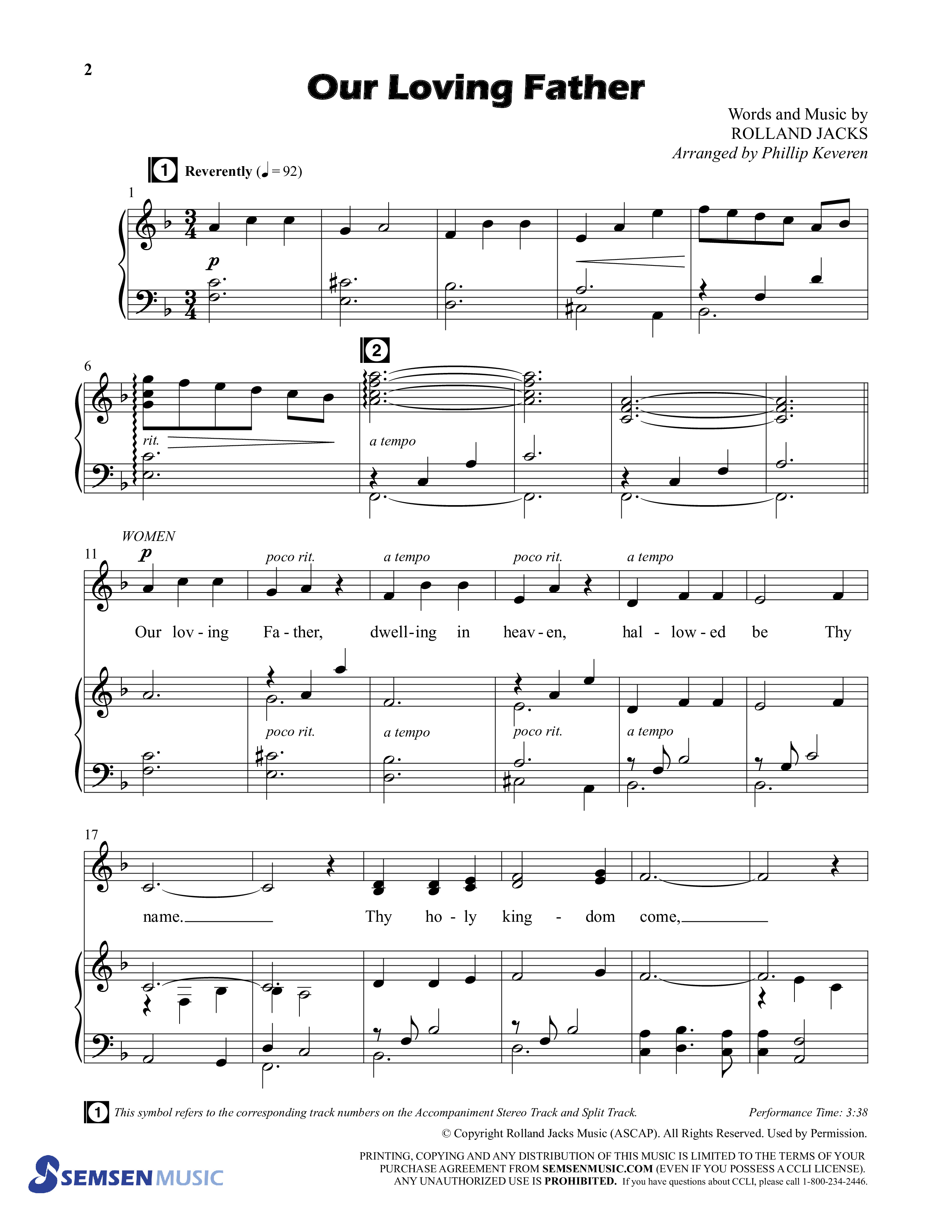 Our Loving Father (Choral Anthem SATB) Anthem (SATB/Piano) (Semsen Music / Arr. Phillip Keveren)