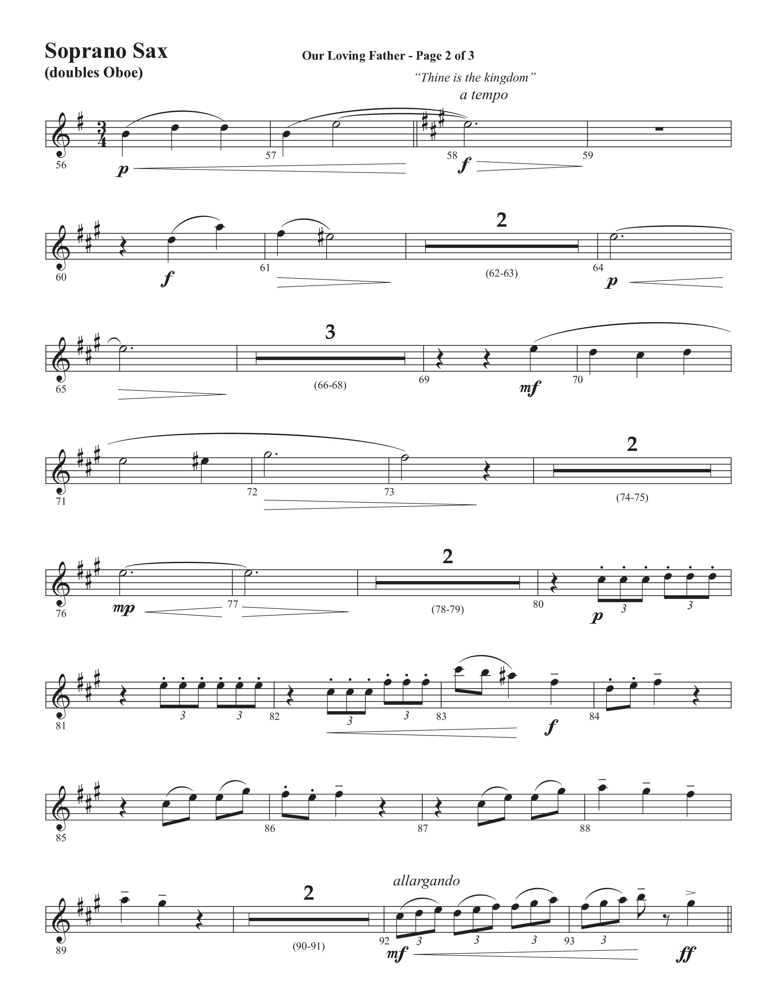 Our Loving Father (Choral Anthem SATB) Soprano Sax (Semsen Music / Arr. Phillip Keveren)