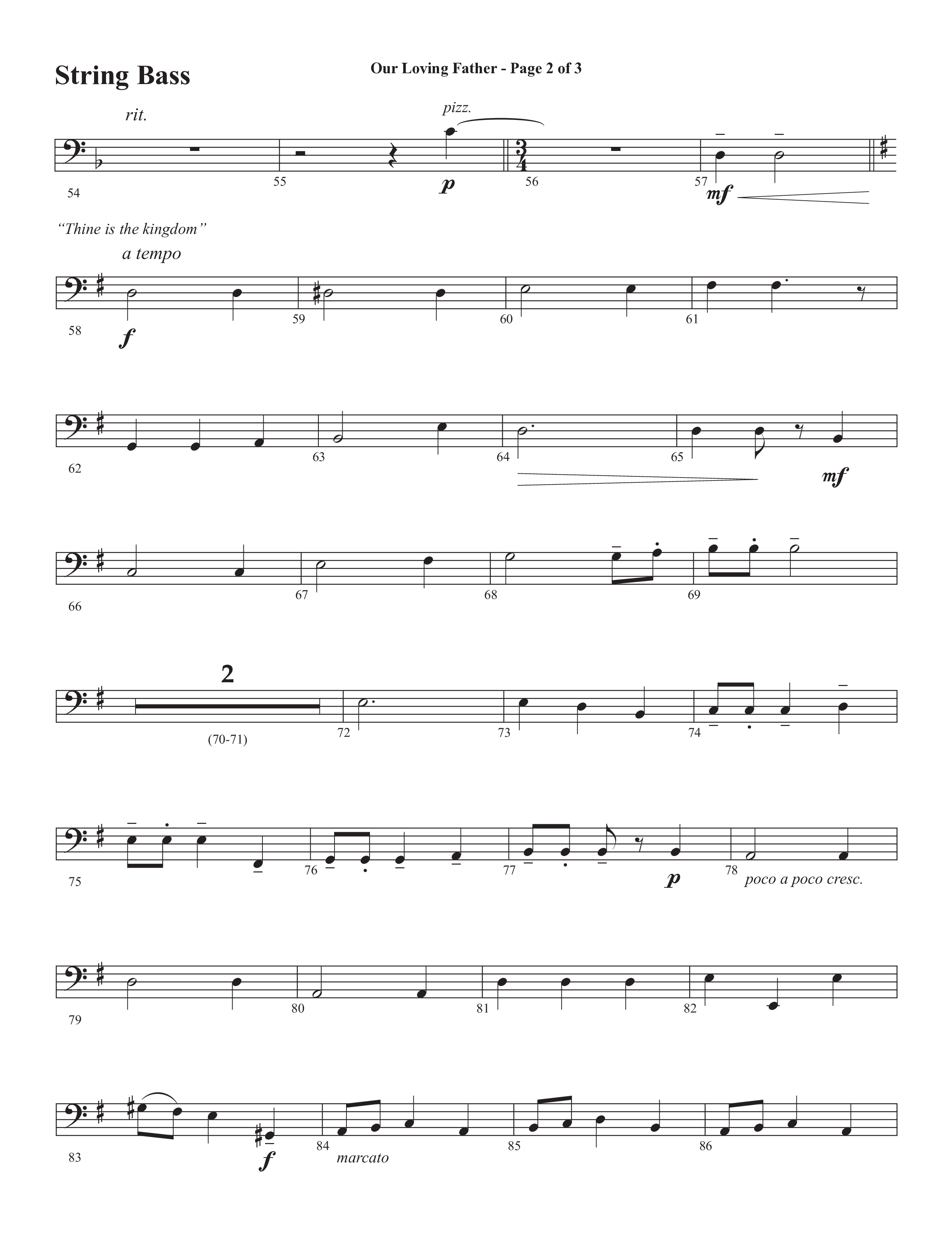Our Loving Father (Choral Anthem SATB) String Bass (Semsen Music / Arr. Phillip Keveren)