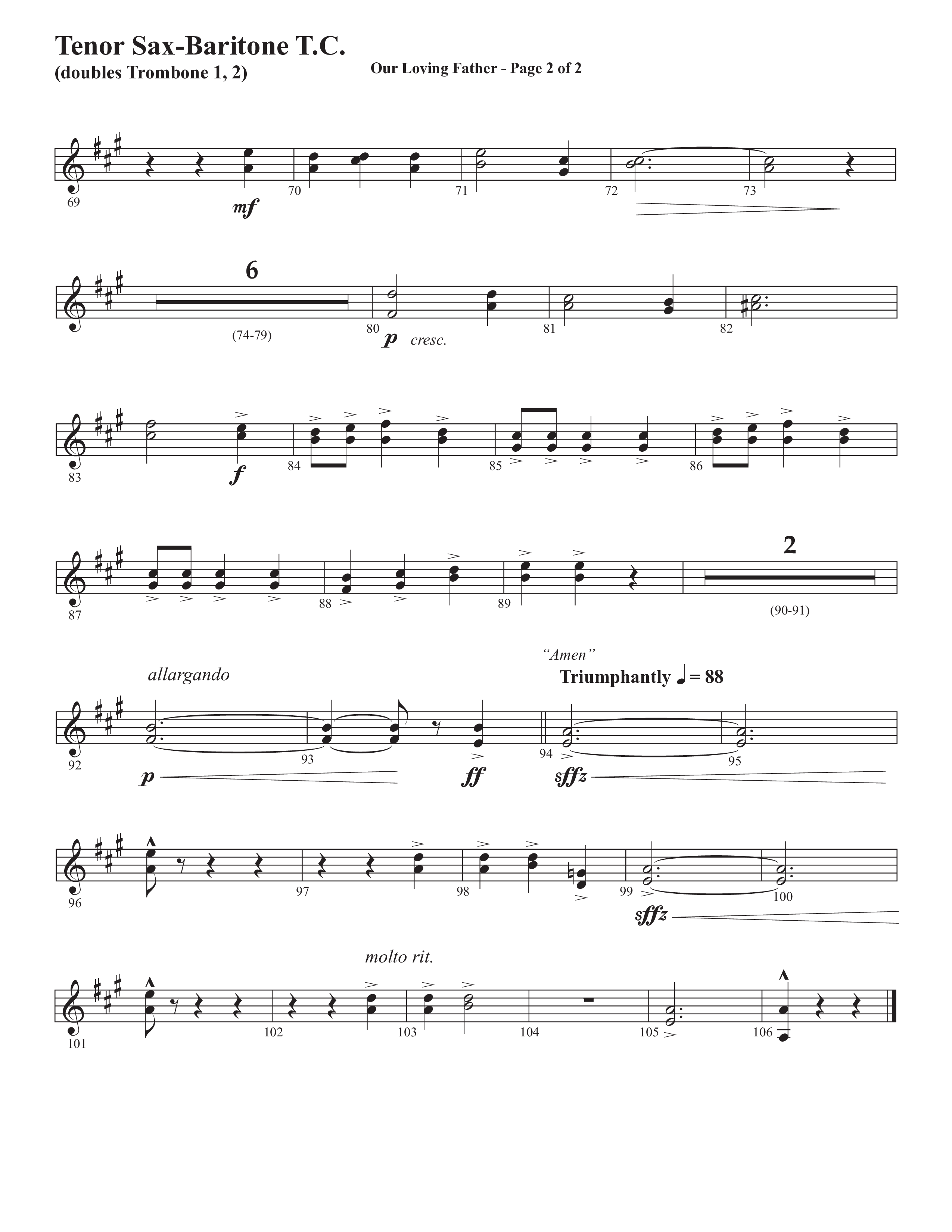 Our Loving Father (Choral Anthem SATB) Tenor Sax/Baritone T.C. (Semsen Music / Arr. Phillip Keveren)