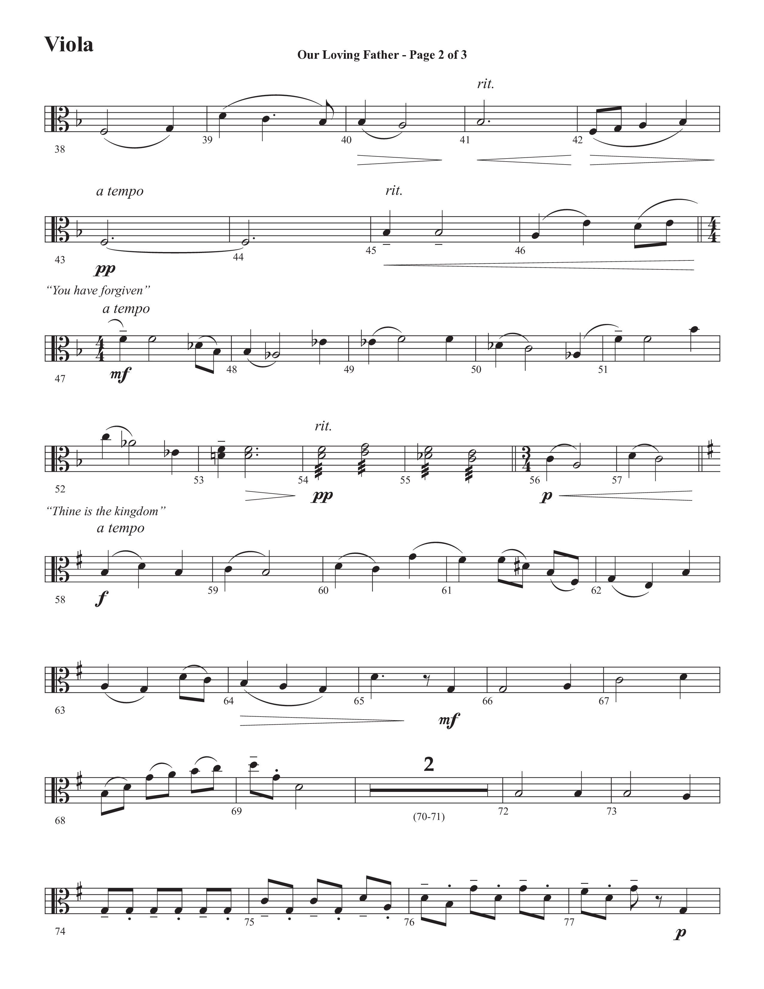 Our Loving Father (Choral Anthem SATB) Viola (Semsen Music / Arr. Phillip Keveren)