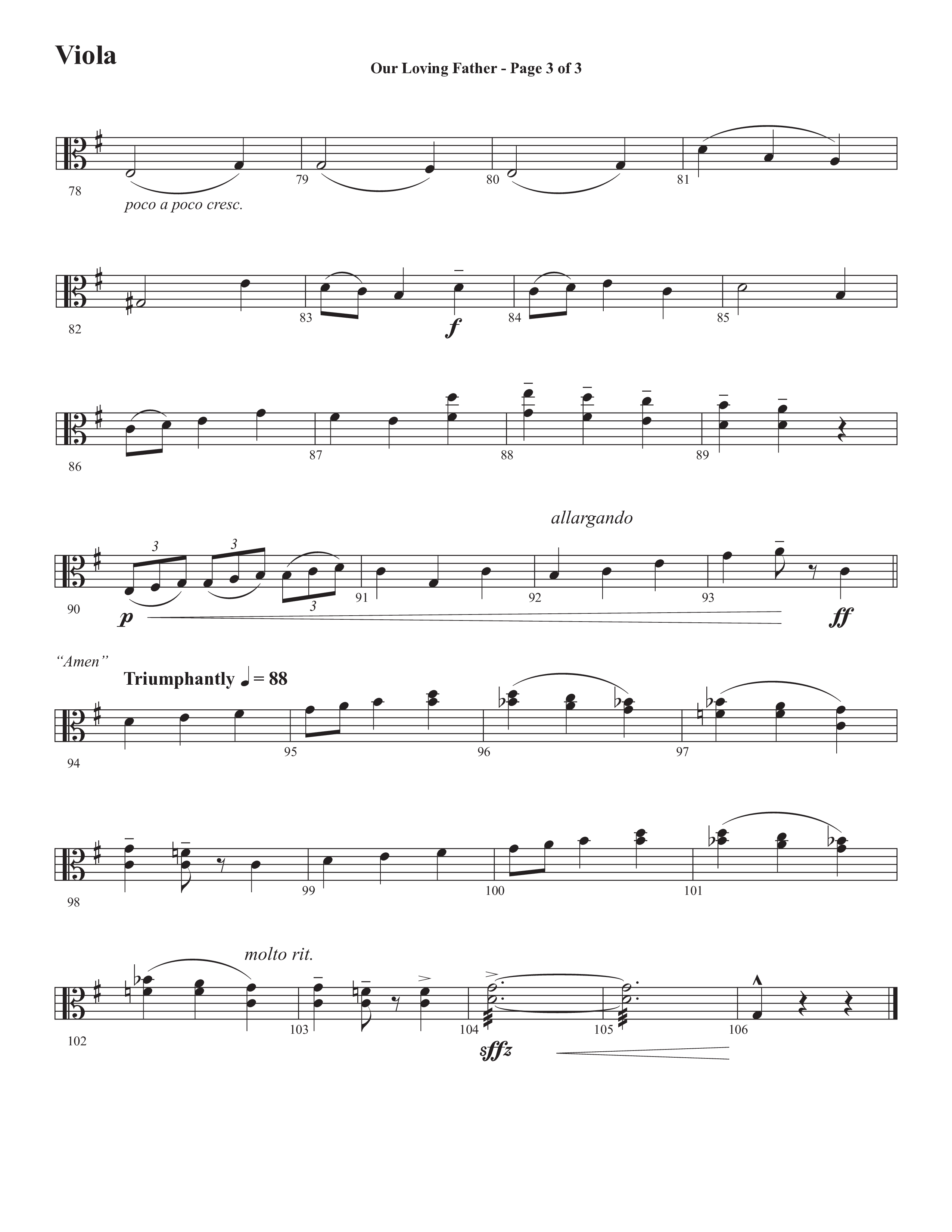 Our Loving Father (Choral Anthem SATB) Viola (Semsen Music / Arr. Phillip Keveren)