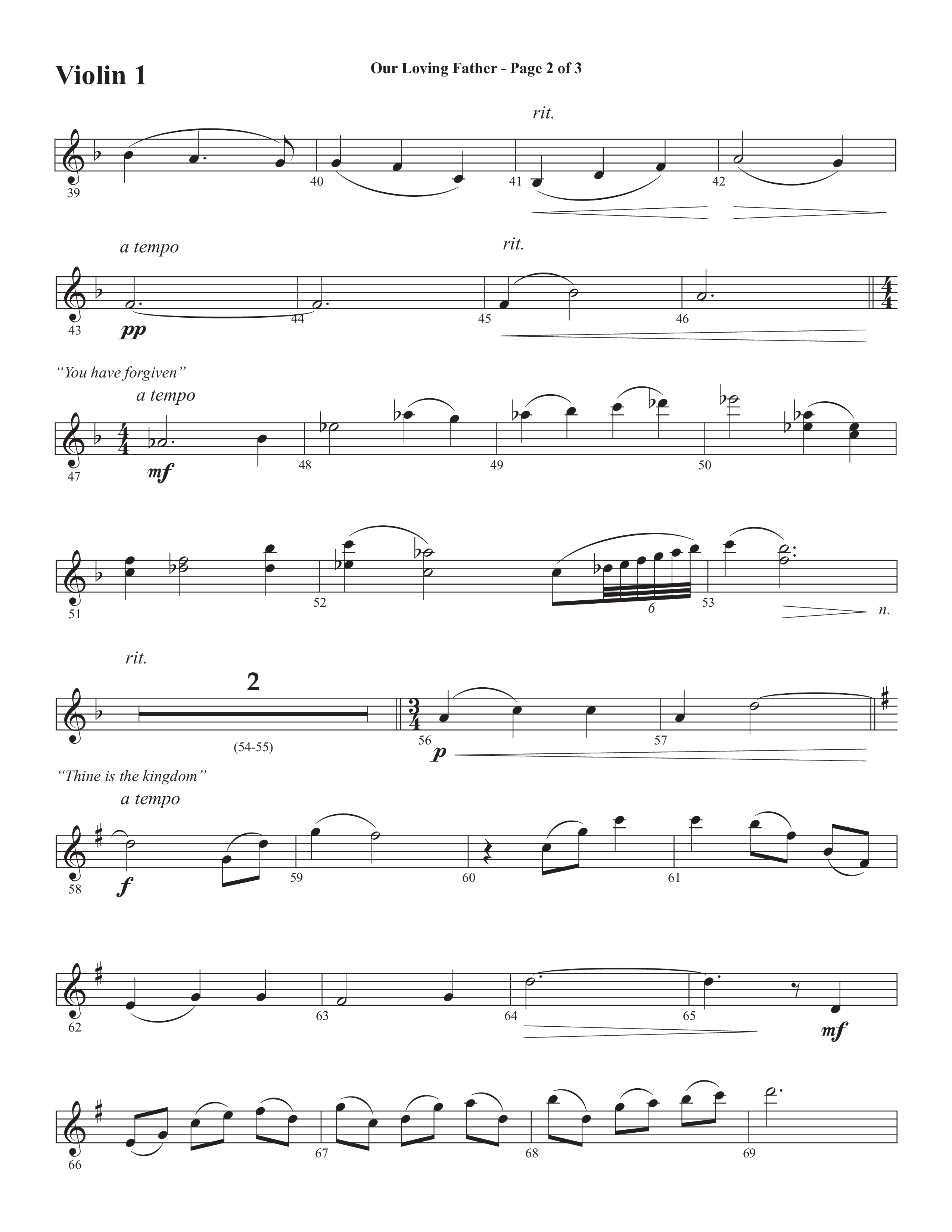 Our Loving Father (Choral Anthem SATB) Violin 1 (Semsen Music / Arr. Phillip Keveren)