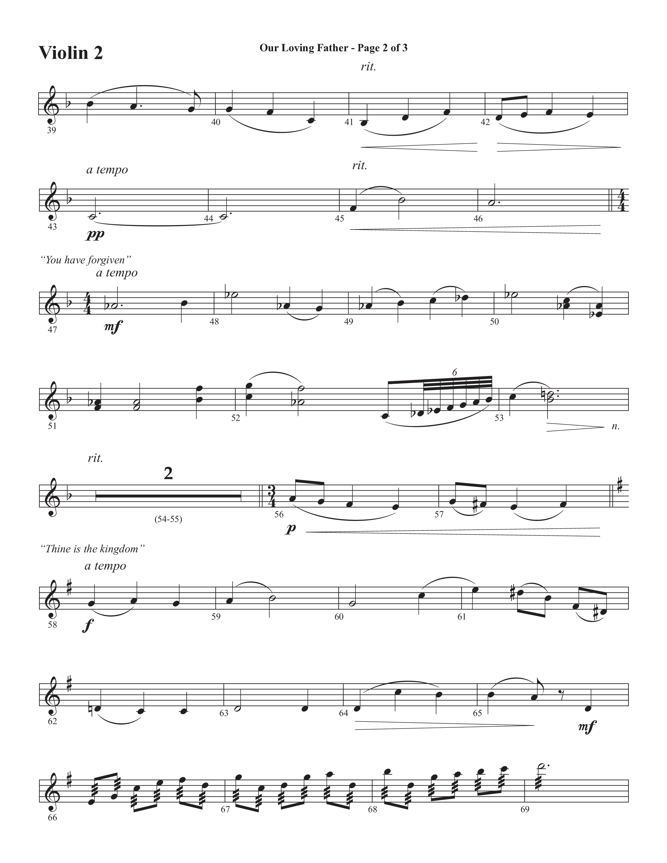 Our Loving Father (Choral Anthem SATB) Violin 2 (Semsen Music / Arr. Phillip Keveren)