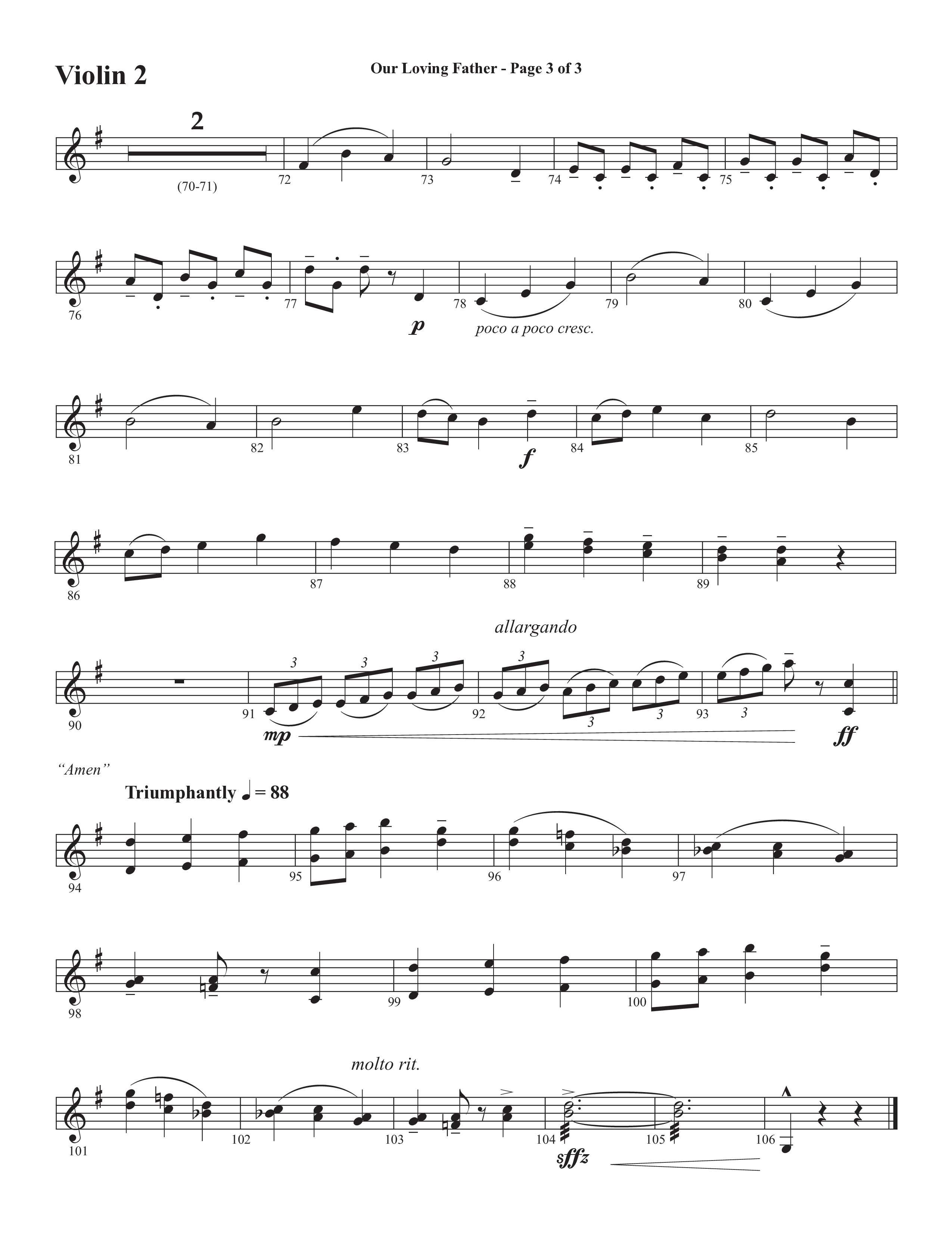Our Loving Father (Choral Anthem SATB) Violin 2 (Semsen Music / Arr. Phillip Keveren)