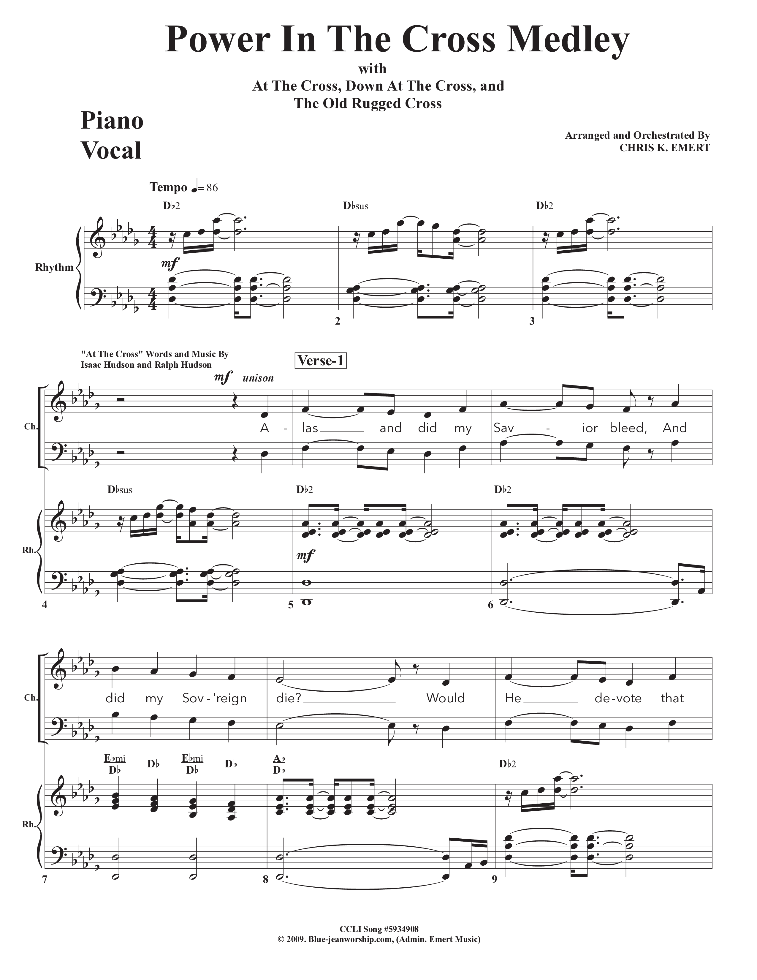 Power In The Cross Medley Piano/Vocal (SATB) (Chris Emert)